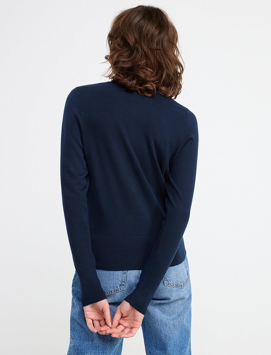Lindex - Fine-knit Cardigan - koftor - navy - 4