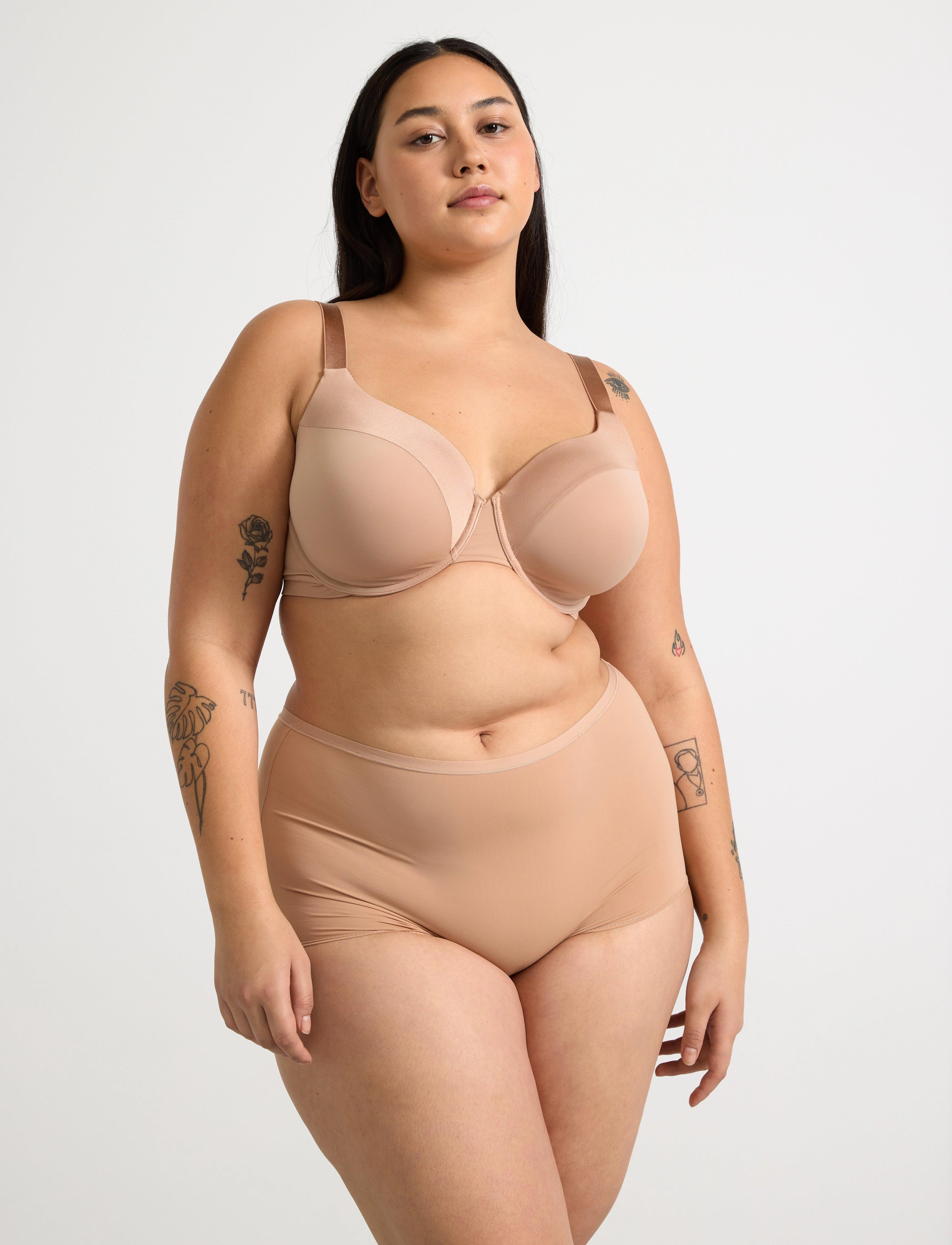 Lindex Bra Dahlia Matt Shiny Plus, 95 B, Bras & Oberteile, Beige - Full Cup Bras, Frauen