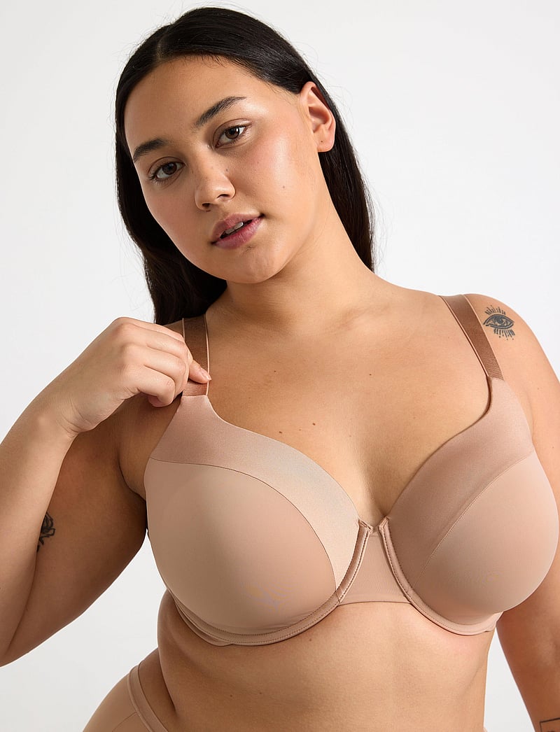 Lindex - Bra Dahlia matt shiny plus - vollschalen-bh - beige - 4
