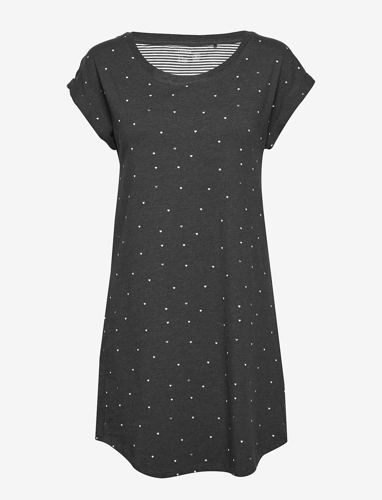 Lindex - Night Dress Big T Elisa AOP - nightdresses - dark grey melange - 1