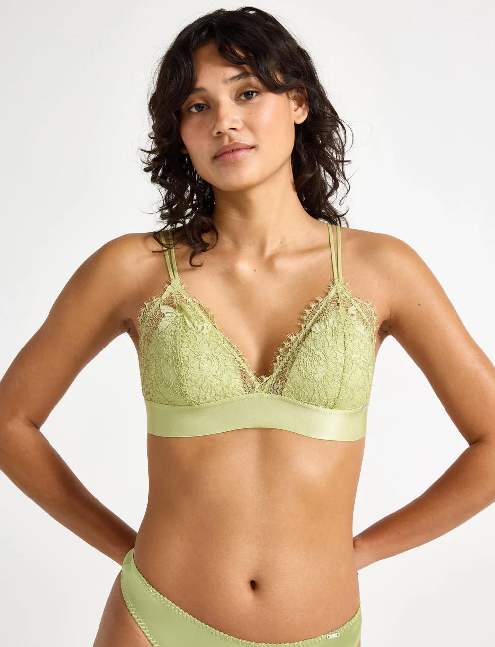 Lindex - Bra Nora Triangle bralette - bralette - light dusty green - 0
