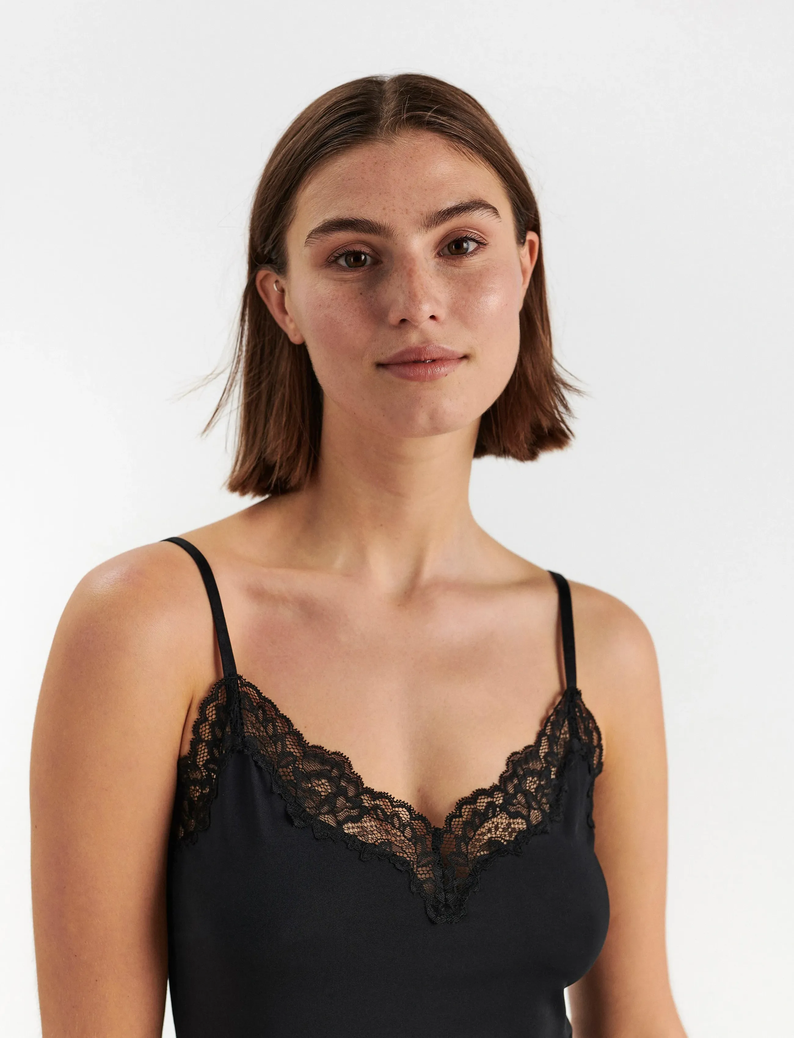 Lindex - Underslip with lace - nattlinnen - black - 4