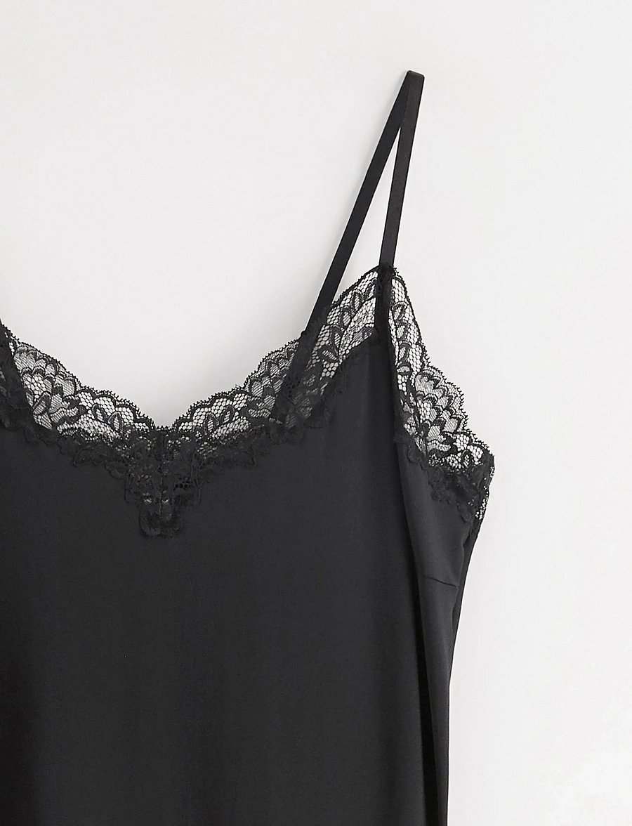 Lindex - Underslip with lace - nattlinnen - black - 3