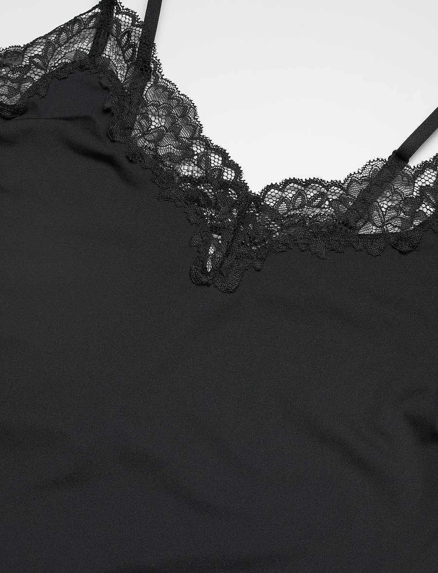 Lindex - Underslip with lace - nattlinnen - black - 5