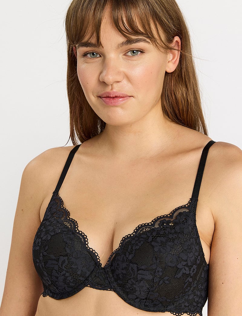 Lindex - Bra Lilja Iris lace - t-shirt bh'er - black - 0