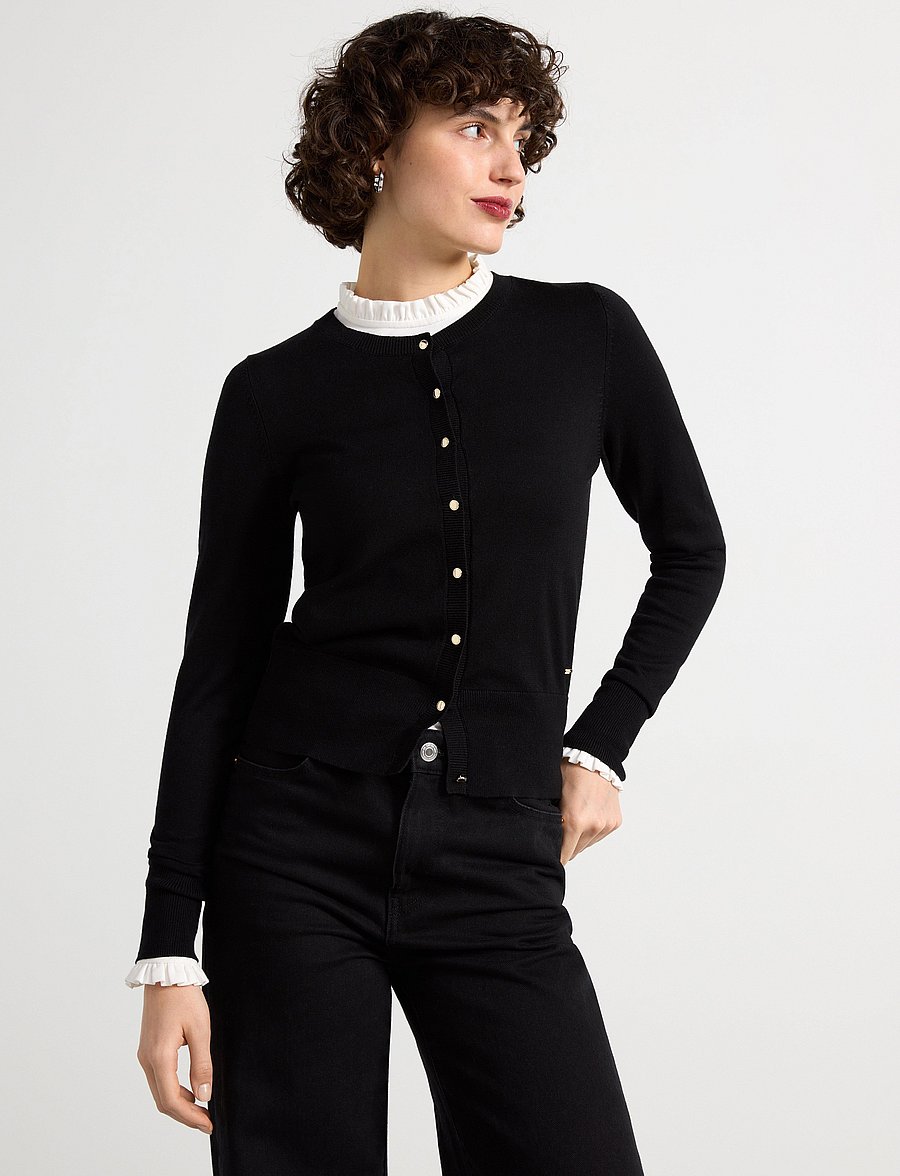 Lindex - Fine-knit Black Cardigan - cardigans - black - 0