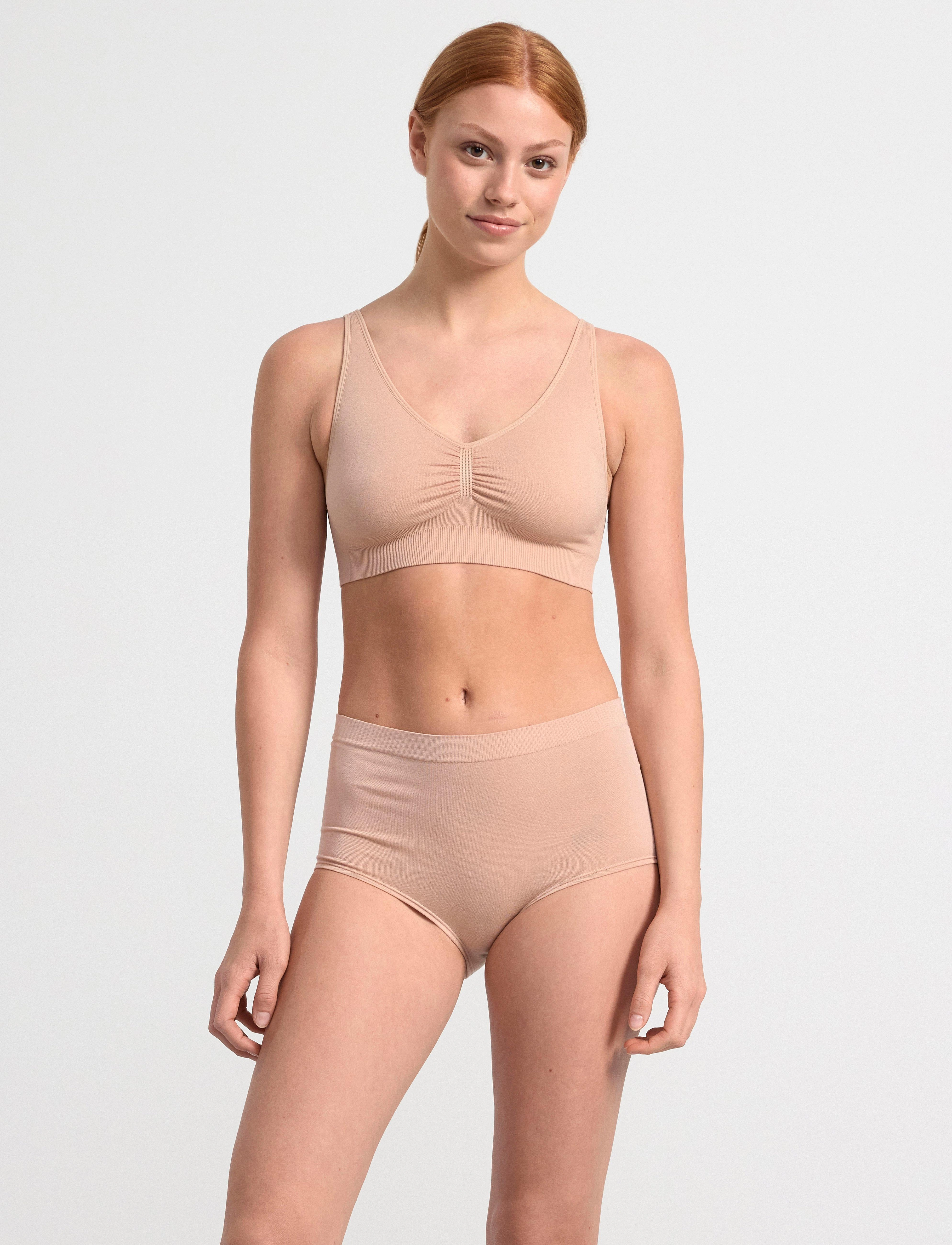 Lindex Soft Seamless Bra, Kvinder, Blød Sømløs BH, Beige, Str: L