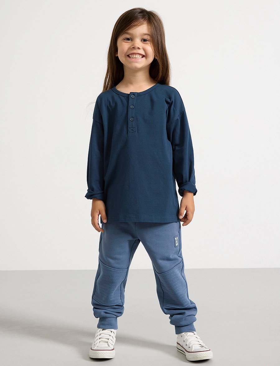 Lindex - Trousers essential Knee - jogginghosen - dark dusty blue - 0