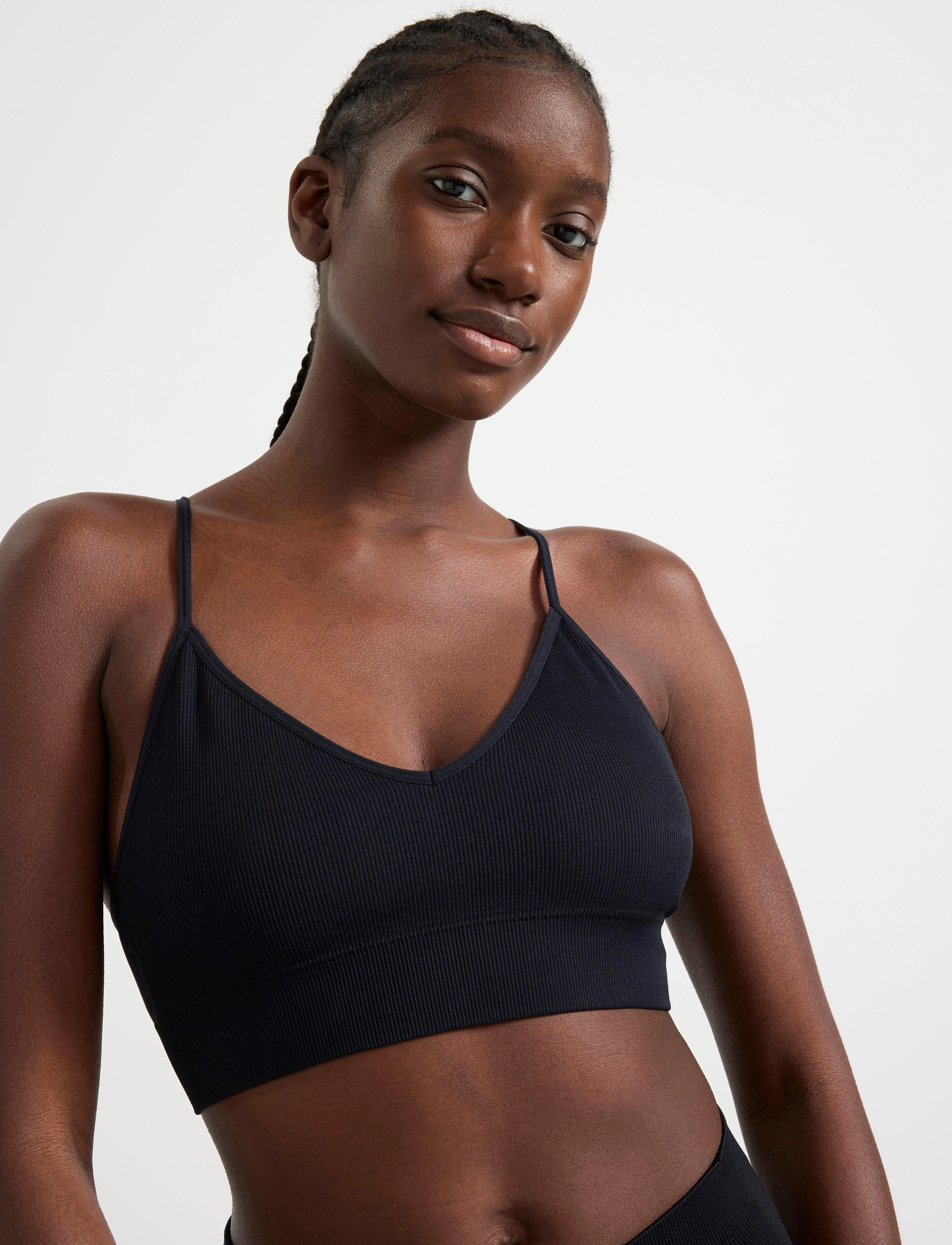 Lindex Bra Seamless Rib Top, M, Soft Bras, Schwarz - Tank Top Frauen