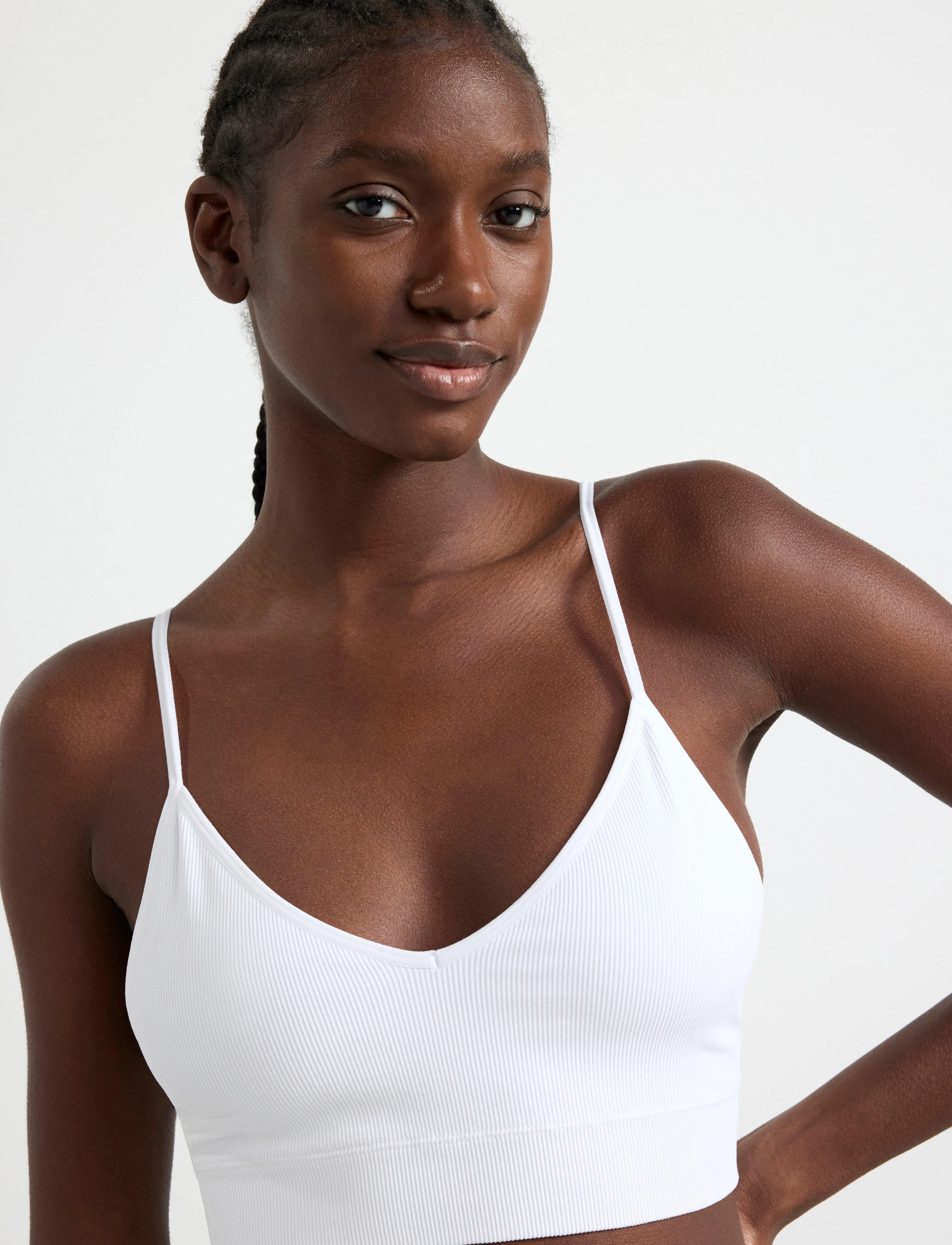 Lindex Bra Seamless Rib Top, M, Soft Bras, Weiß - Tank Top Frauen