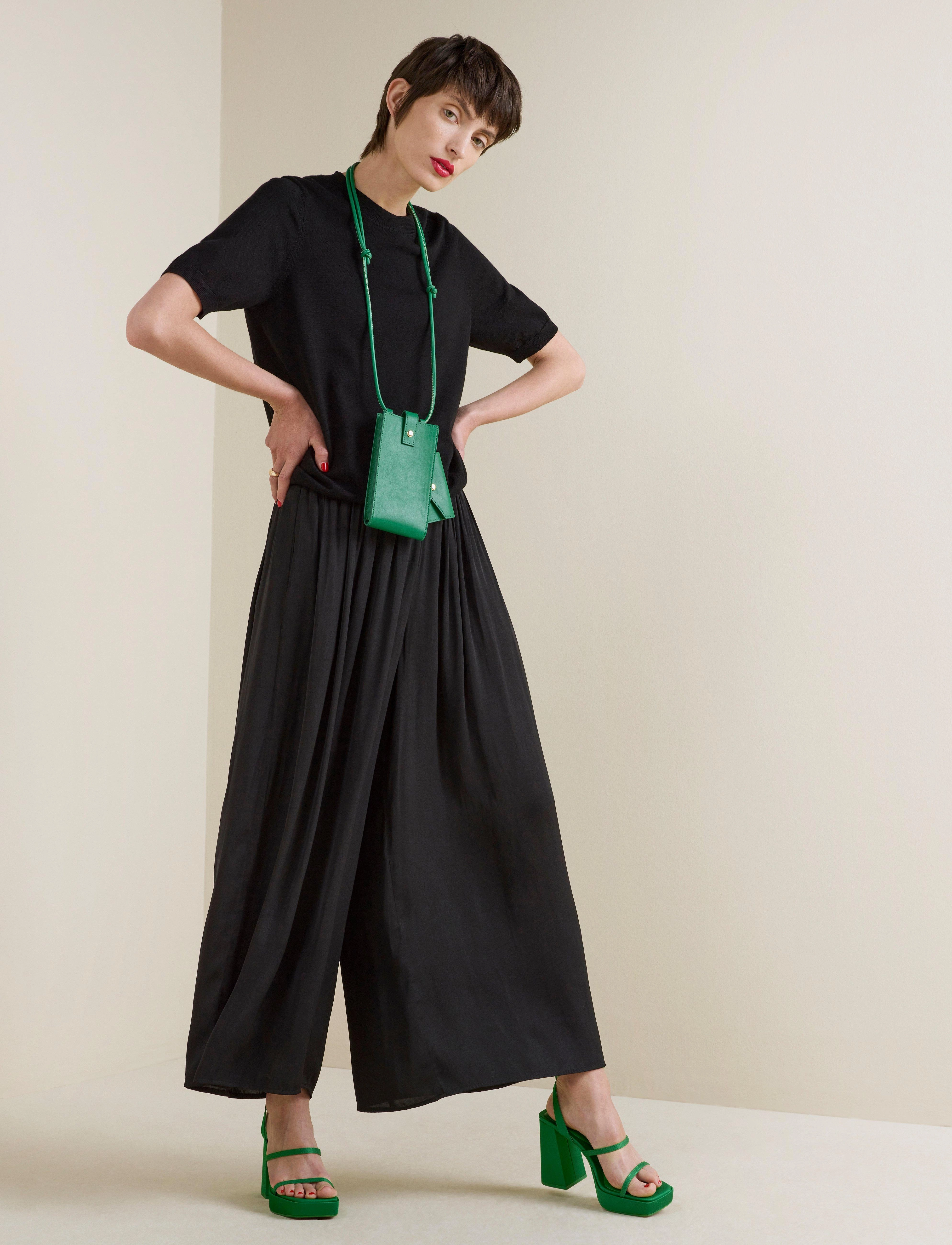 Lindex Fine-Knit Top, Kvinder, Finstrikket Top Med Puff Ærmer, Sort, Str: M