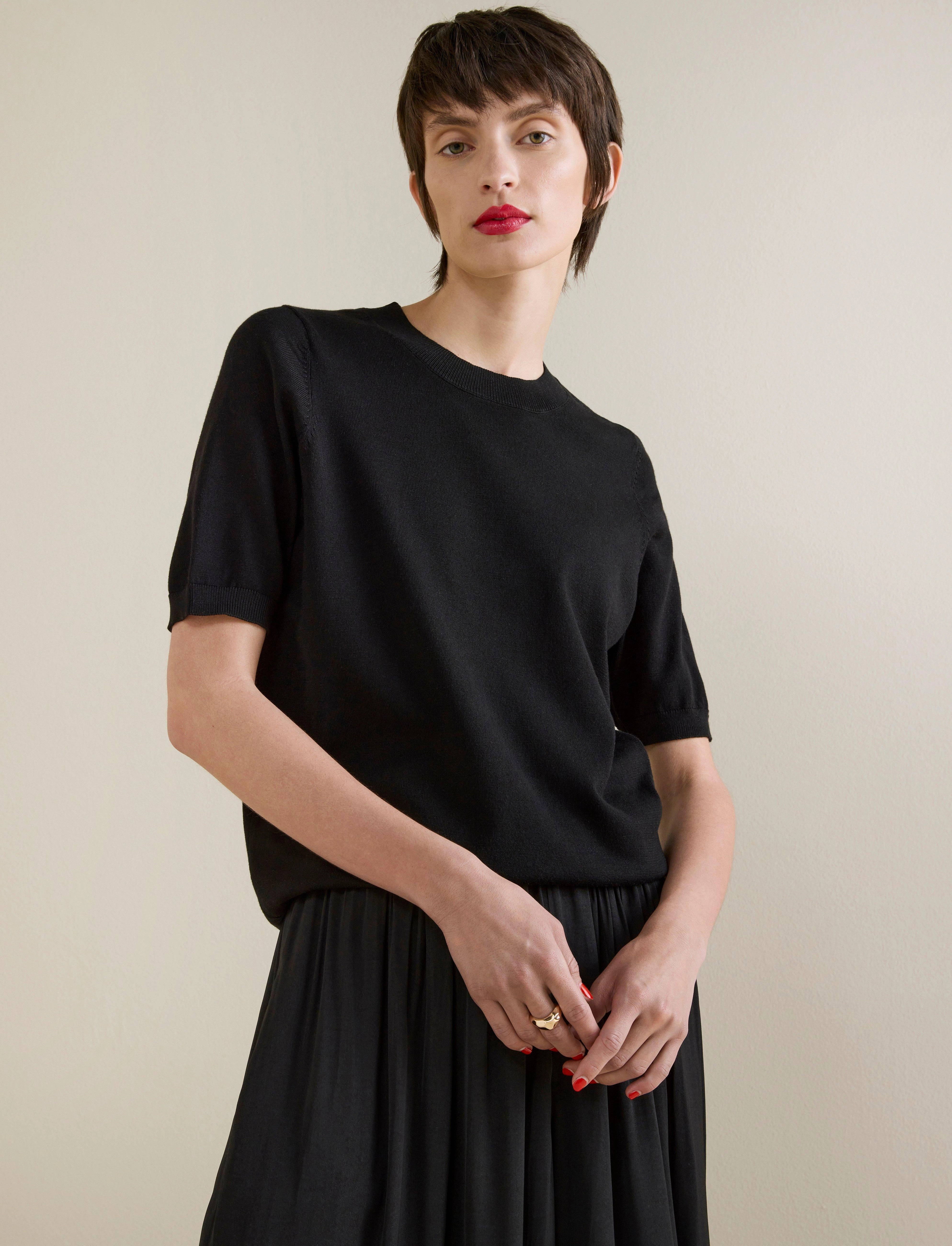 Lindex - Fine-knit top - t-shirts - black - 3