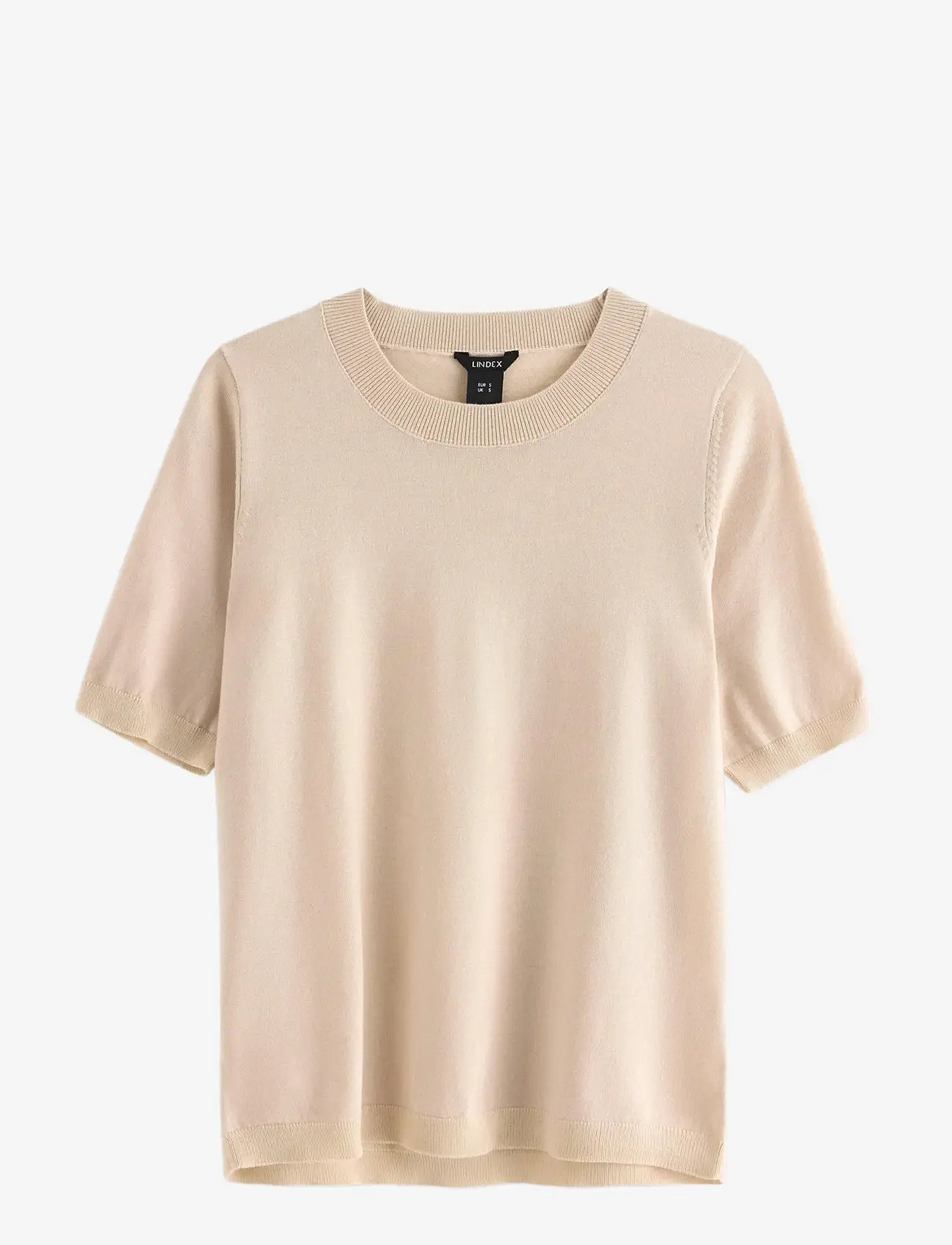 Lindex - Fine-knit top - t-shirts - light beige - 1