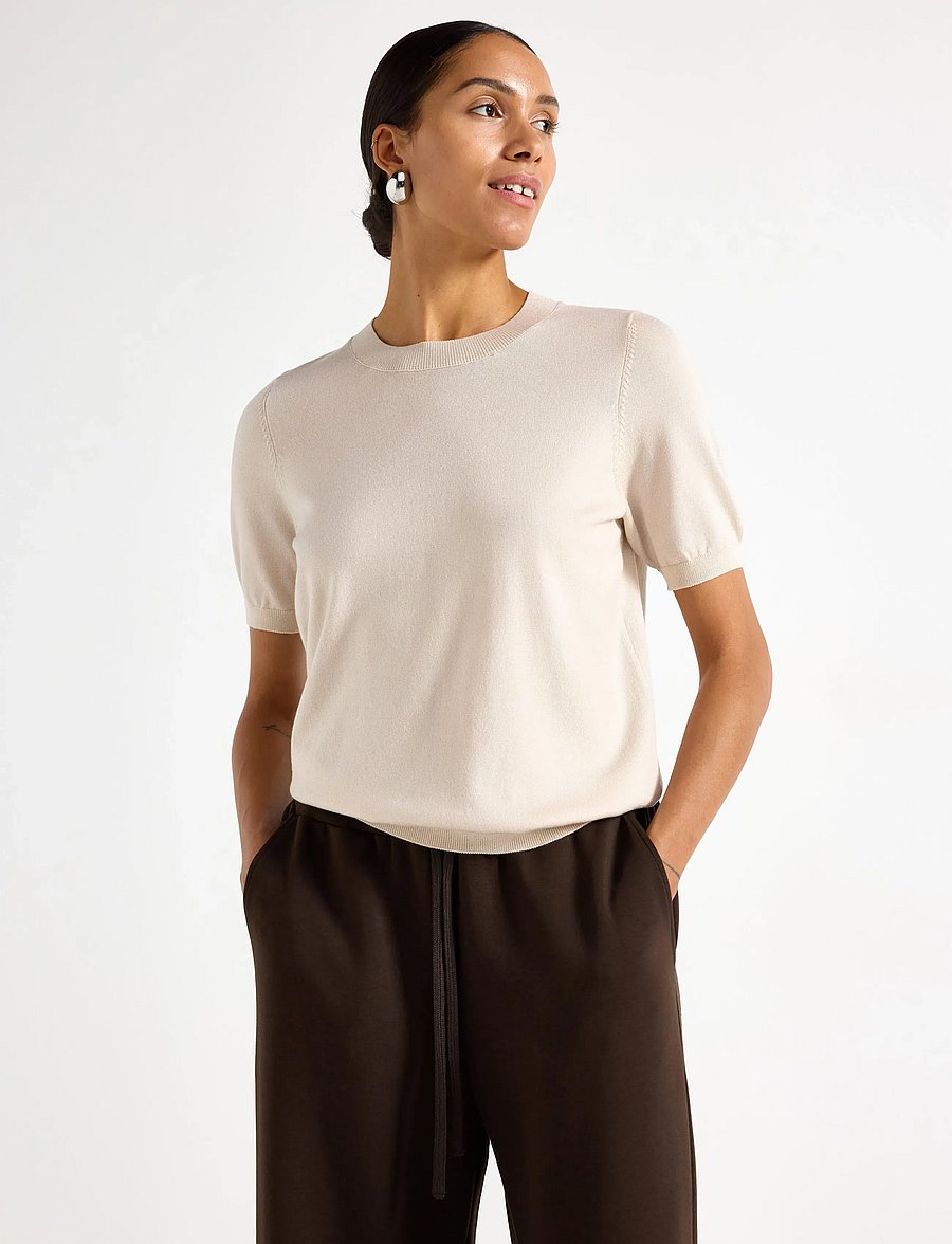 Lindex - Fine-knit top - t-särgid - light beige - 0