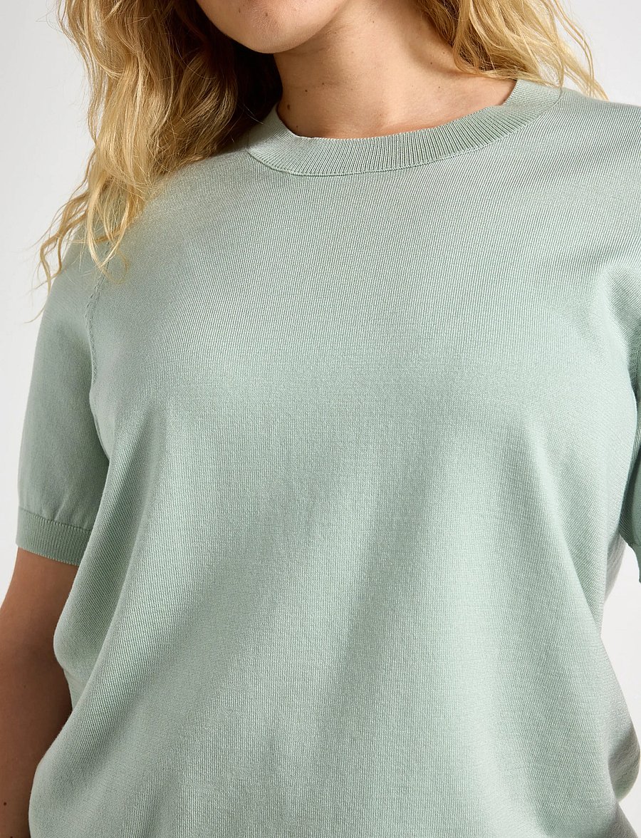 Lindex - Fine-knit top - t-särgid - light dusty green - 4