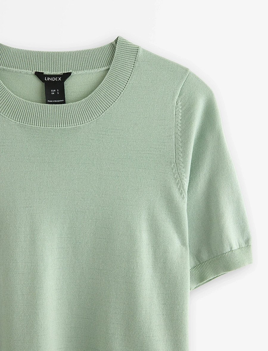 Lindex - Fine-knit top - t-särgid - light dusty green - 5