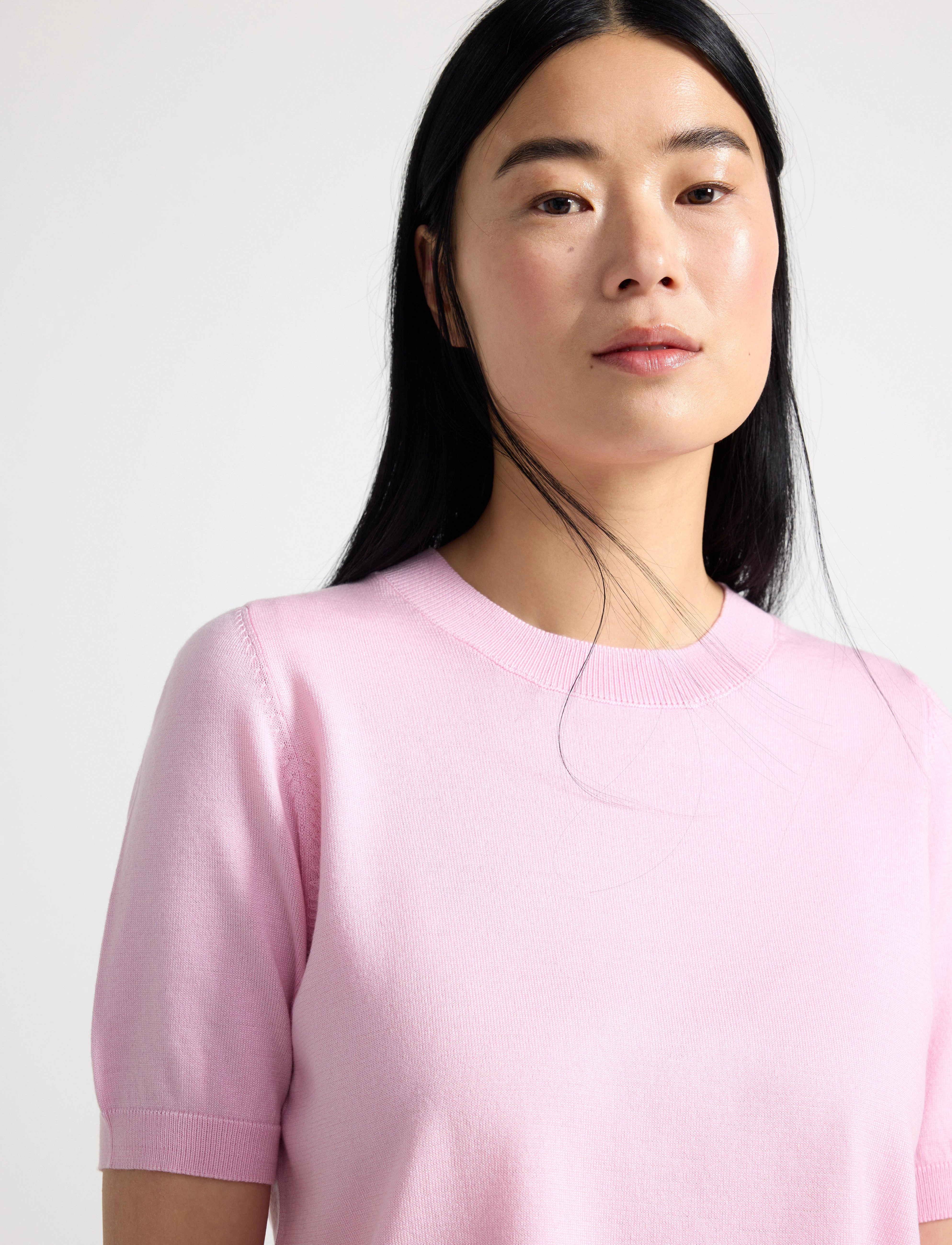 Lindex - Fine-knit top - t-shirts - light pink - 4