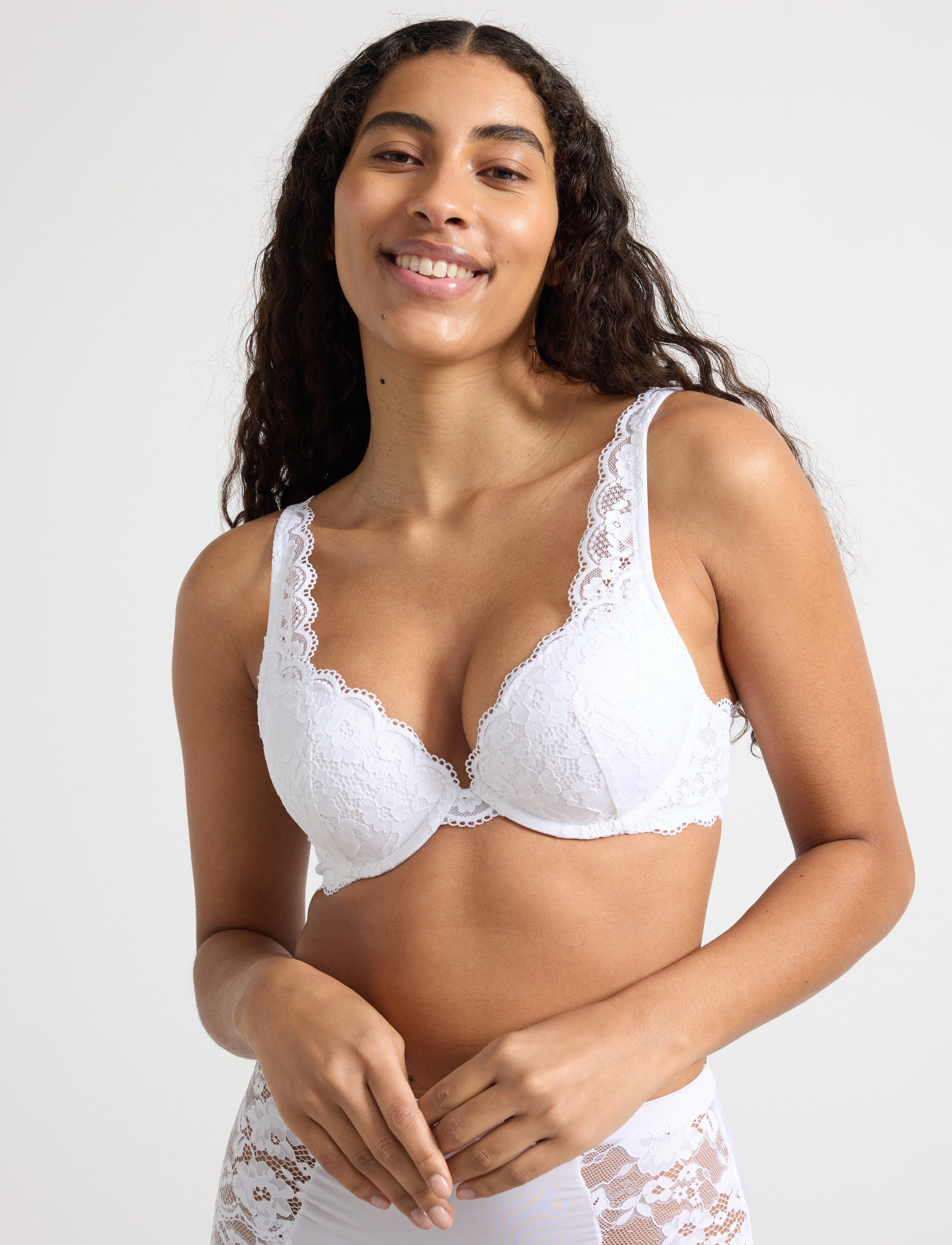 Lindex Bra Malva Iris, Kvinder, Blonde BH, Hvid, Str: 80 D