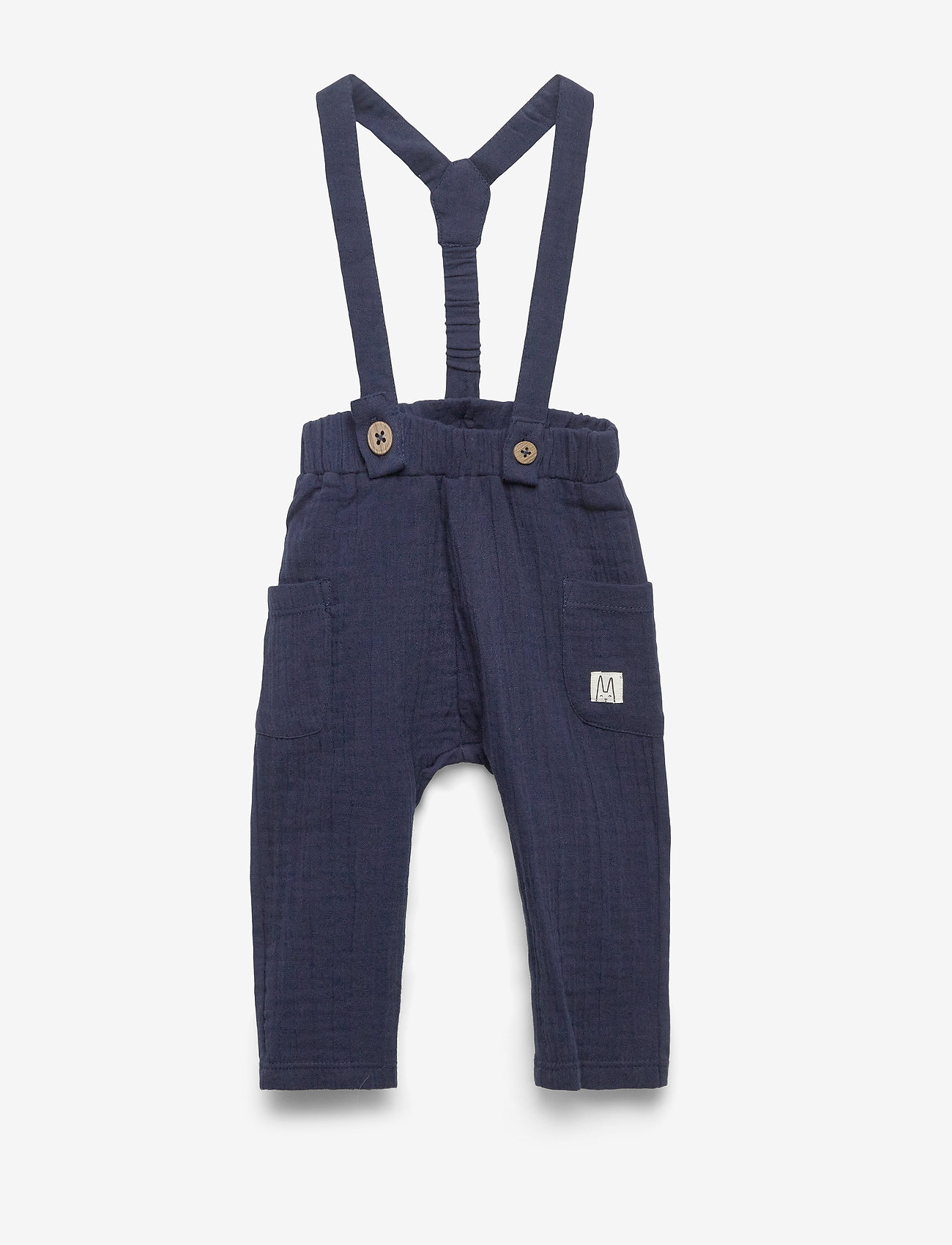 Lindex - Trousers gauze suspender - navy - 0