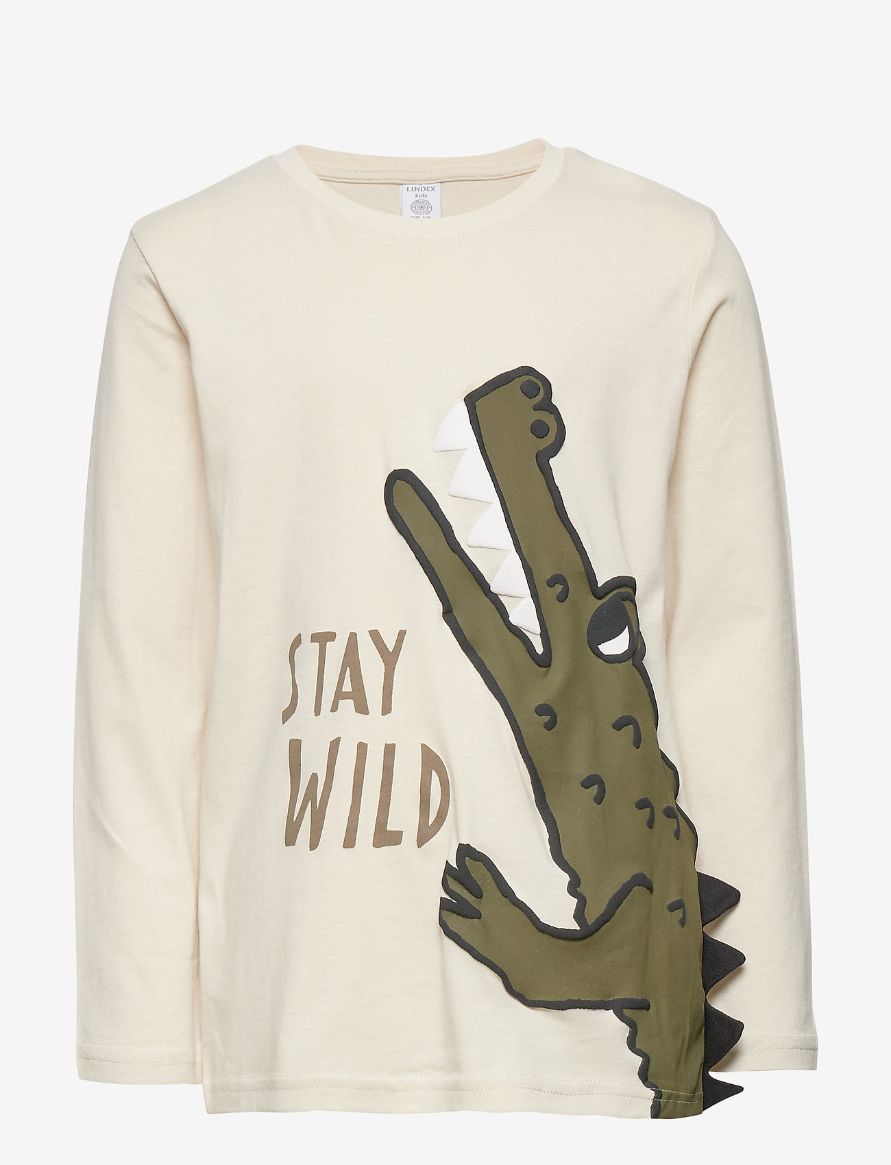 Lindex - Top LS Crocodile 3D effect - lt beige - 0
