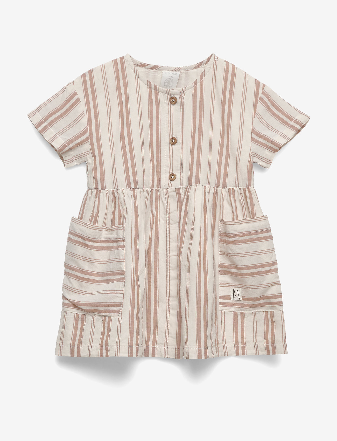 Lindex - Dress woven stripe - dusty brown - 0