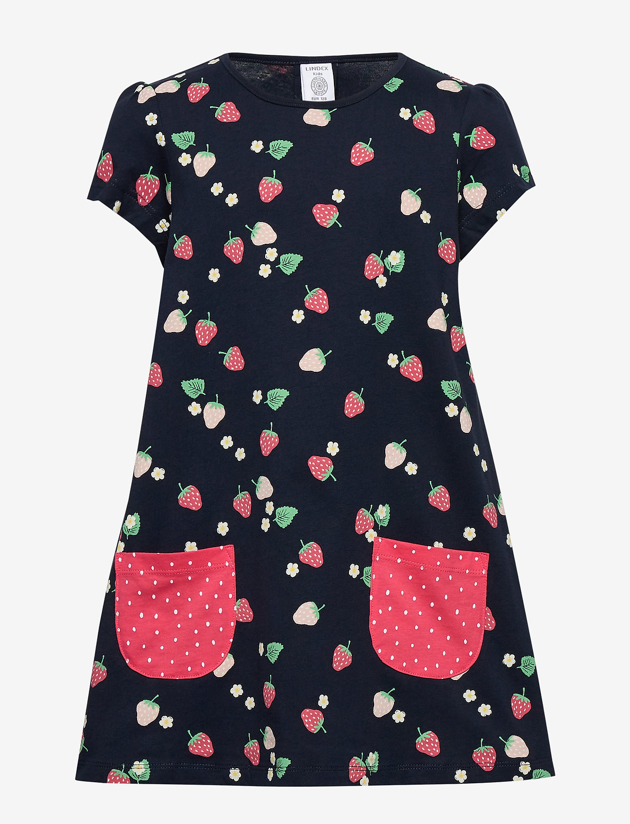 Lindex - Top long strawberry print - navy - 0