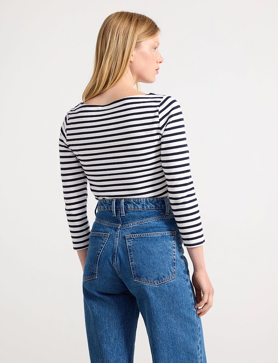 Lindex - Striped cotton top - langærmede toppe - dark blue - 3
