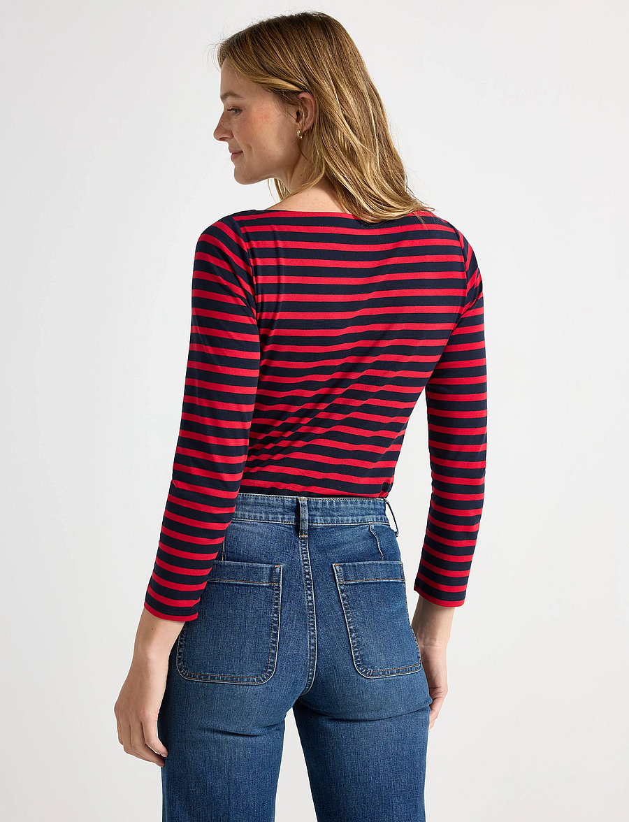 Lindex - Striped cotton top - langärmlige tops - red - 3