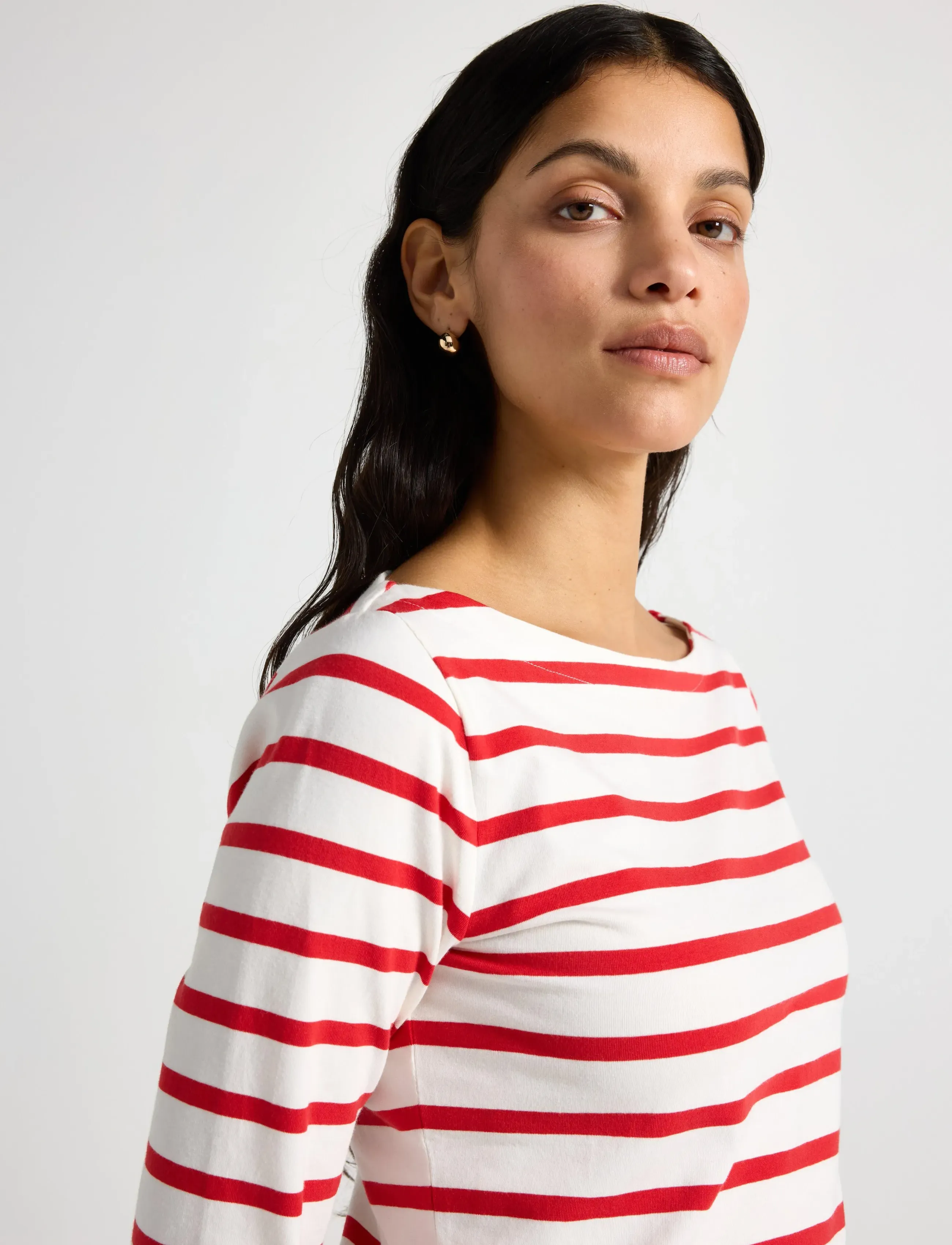 Lindex - Striped cotton top - langærmede toppe - red - 4