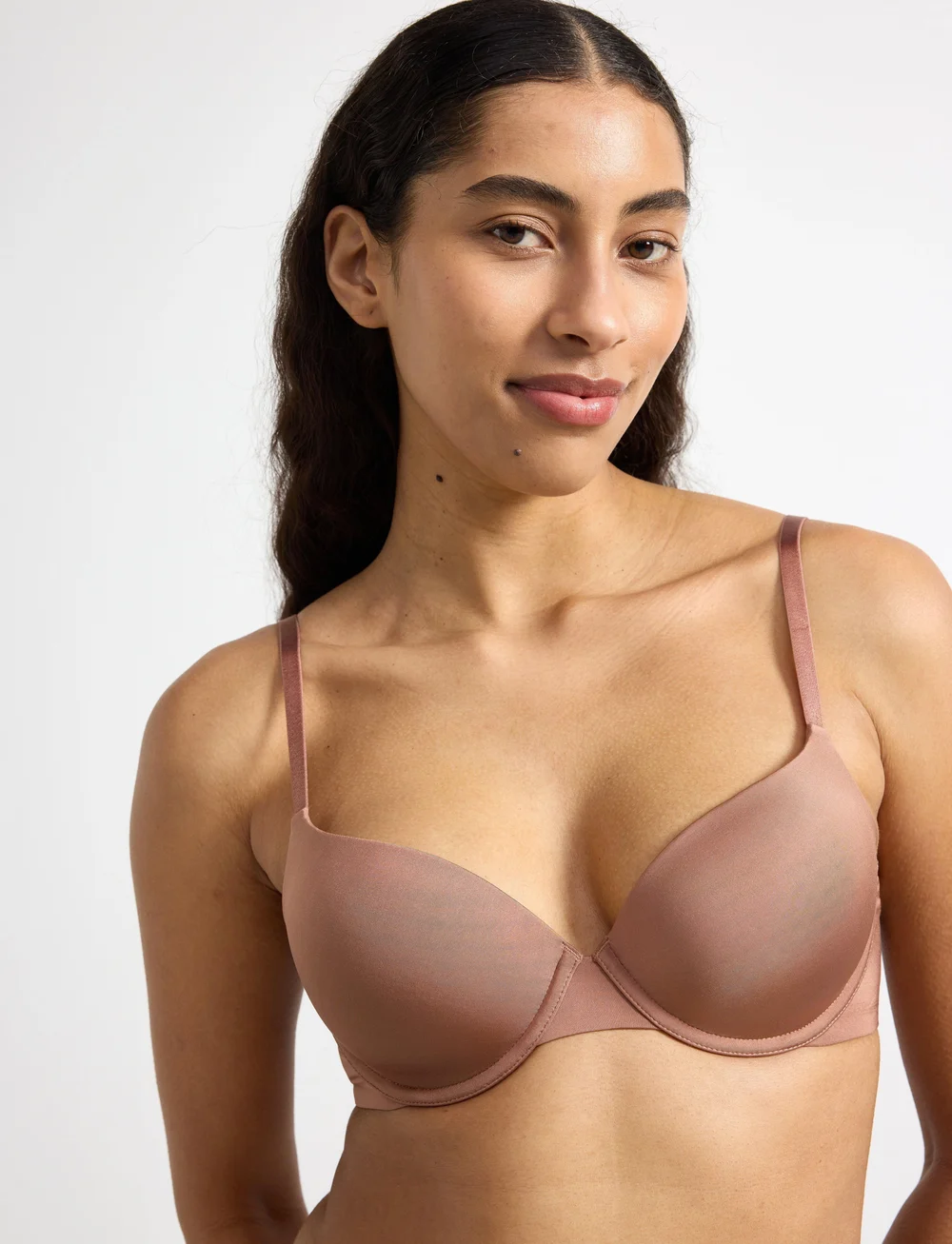 Lindex - Bra Lilja shiny micro - t-shirt bh:ar - light brown - 3