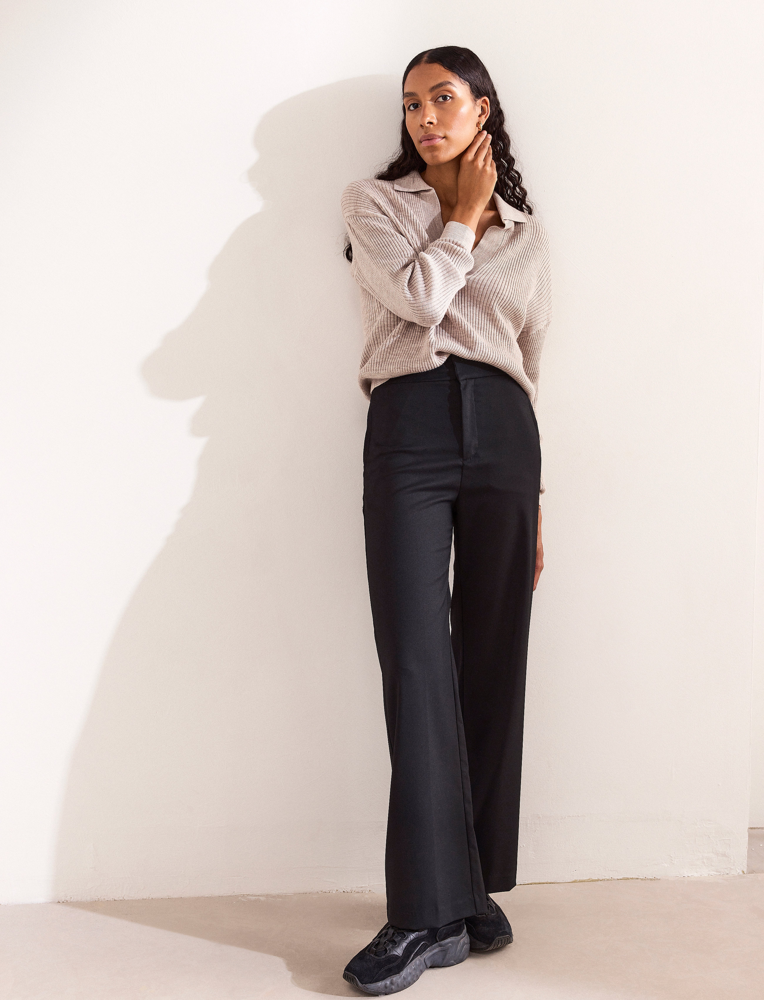 Lindex - LYKKE wide trousers - formell - black - 5