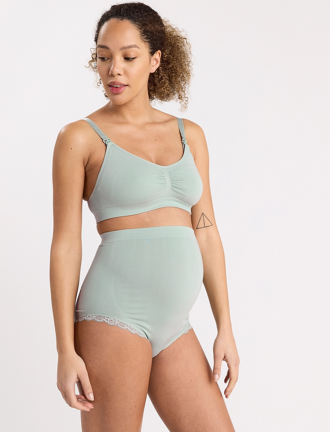 Lindex - Brief Maternity Brz high Seam - unterwäsche - light dusty aqua - 0