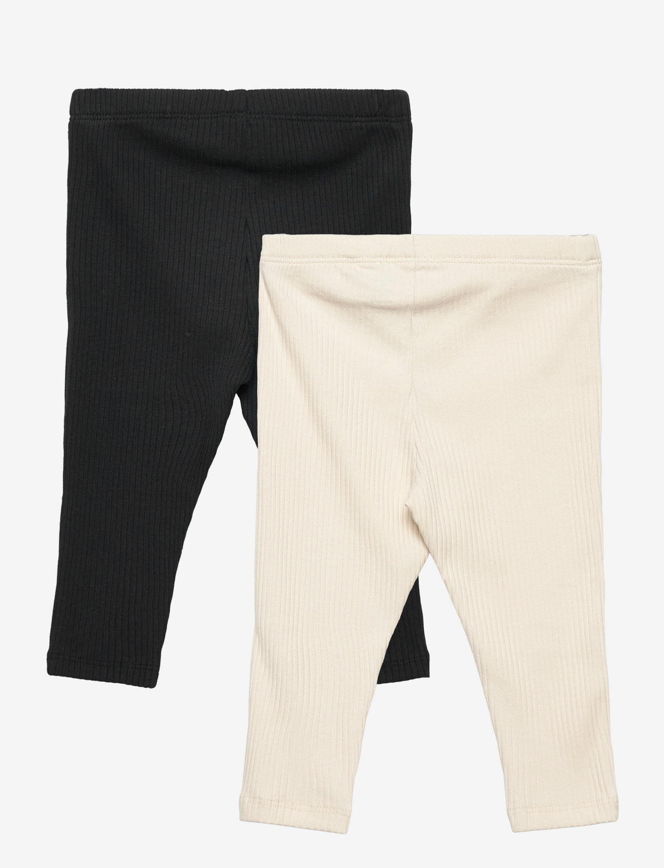 Lindex - Leggings basic rib 2 pack - efterårstøj - off black - 1