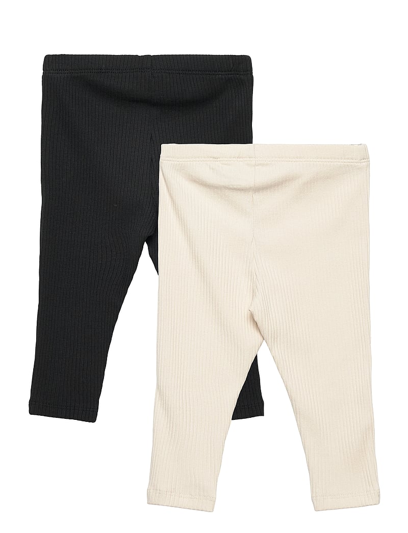 Lindex - Leggings basic rib 2 pack - legingu multipakas - off black - 1