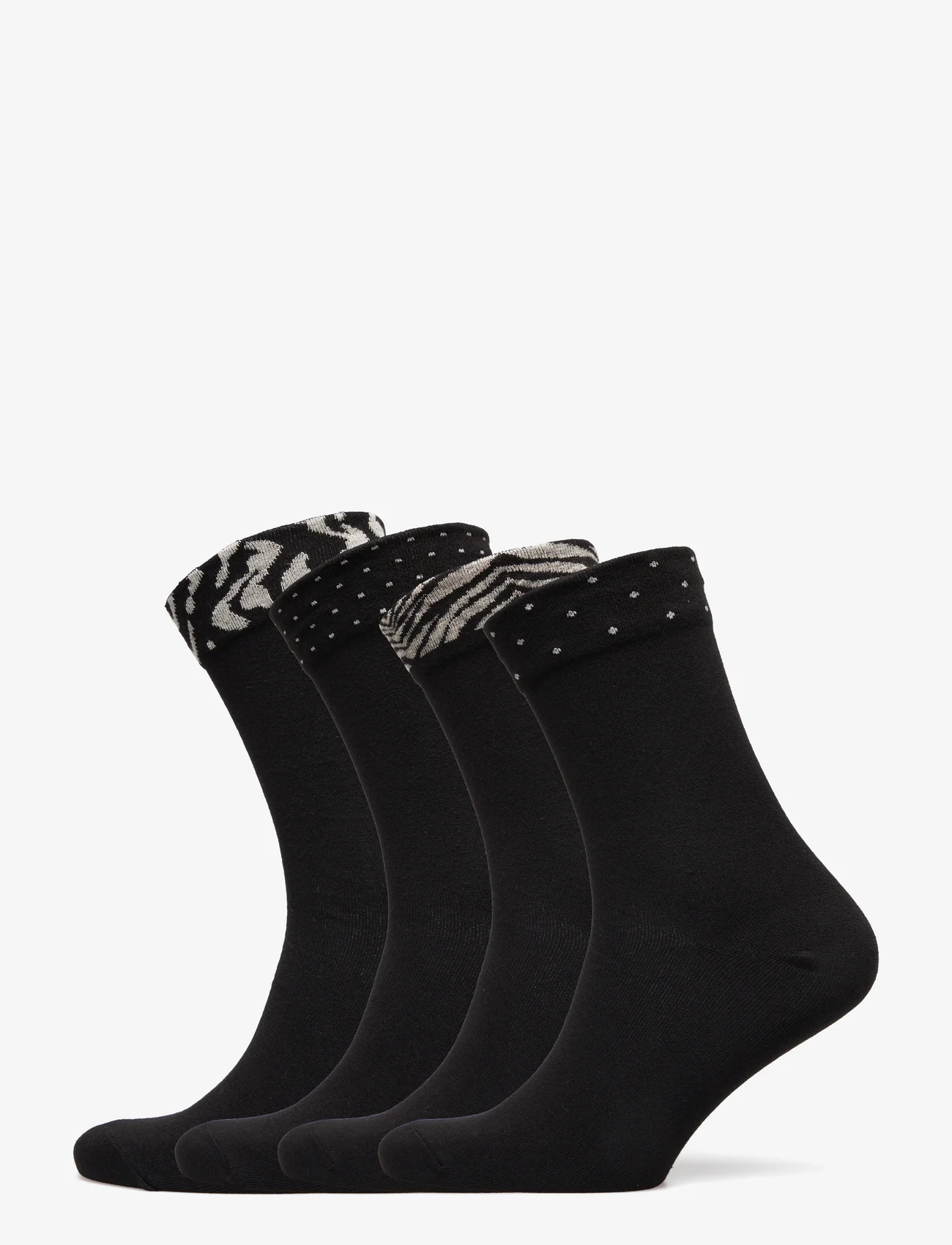 Lindex - Sock 4 p Decorated cuff - vienkāršas zeķes - black - 0
