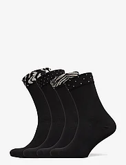 Lindex - Sock 4 p Decorated cuff - vienkāršas zeķes - black - 0