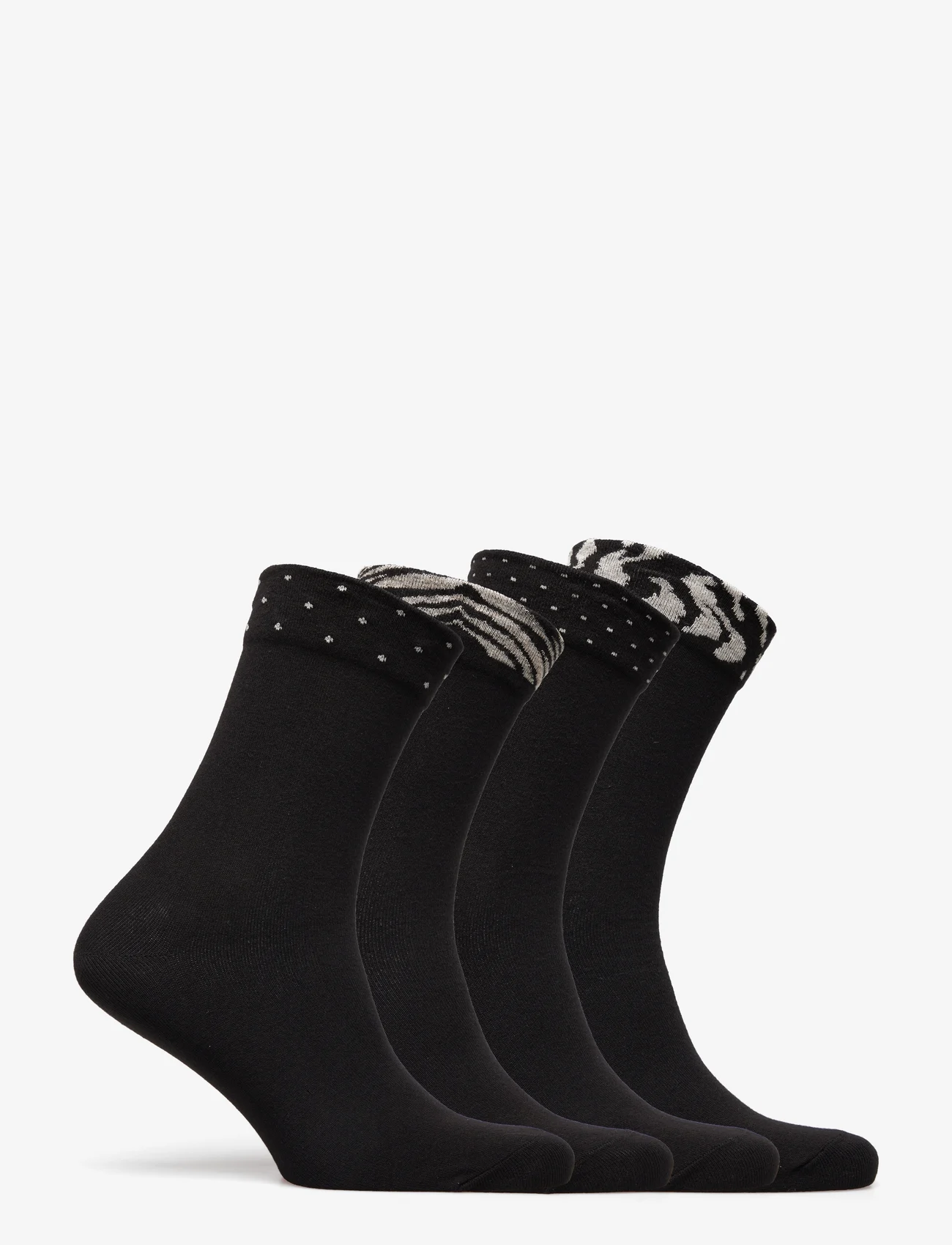 Lindex - Sock 4 p Decorated cuff - vanlige sokker - black - 1