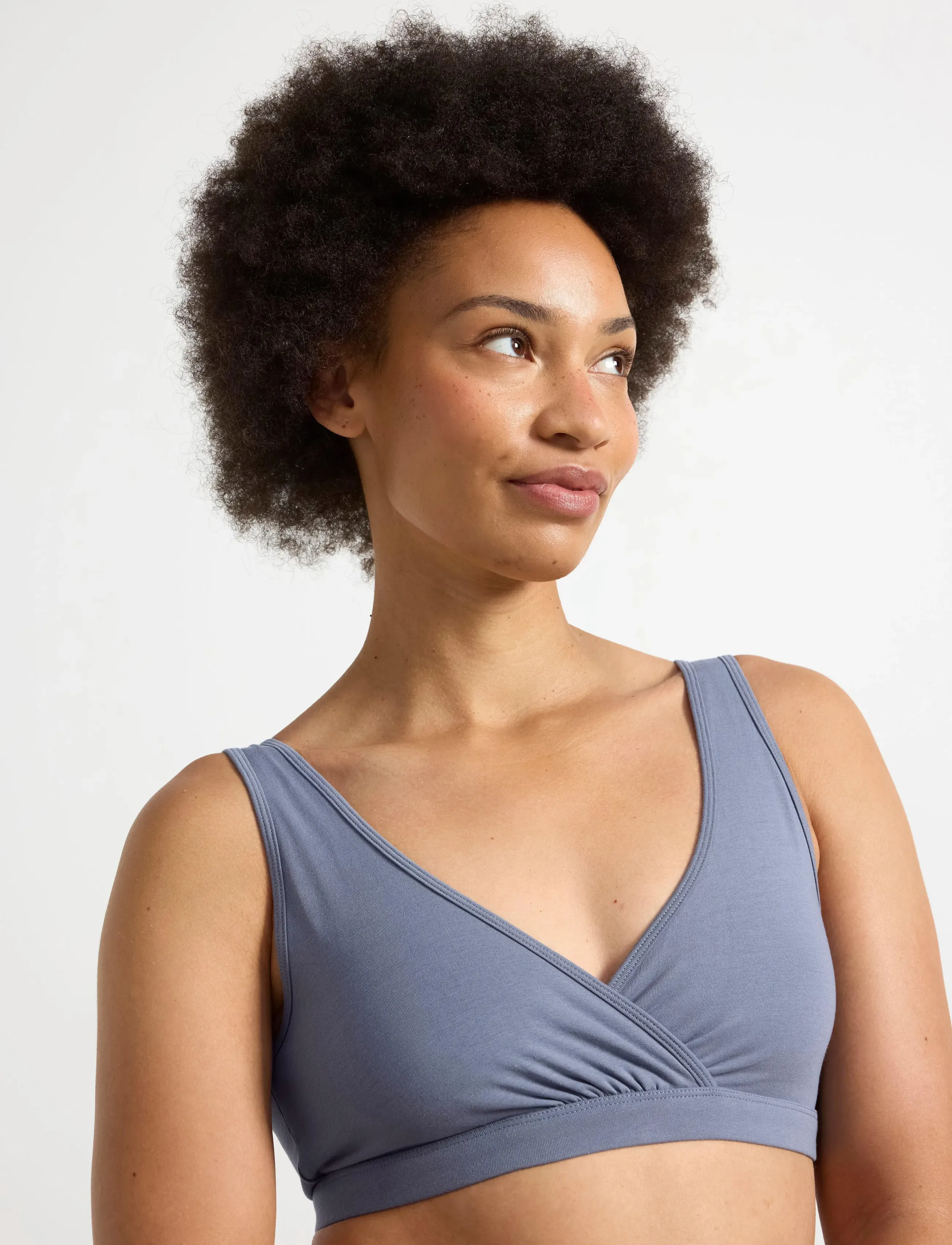 Lindex Bra Nursing Wrap top CO 2 p - bygellösa bh:ar - dark dusty blue - Mammakläder - DARK DUSTY BLUE / blue