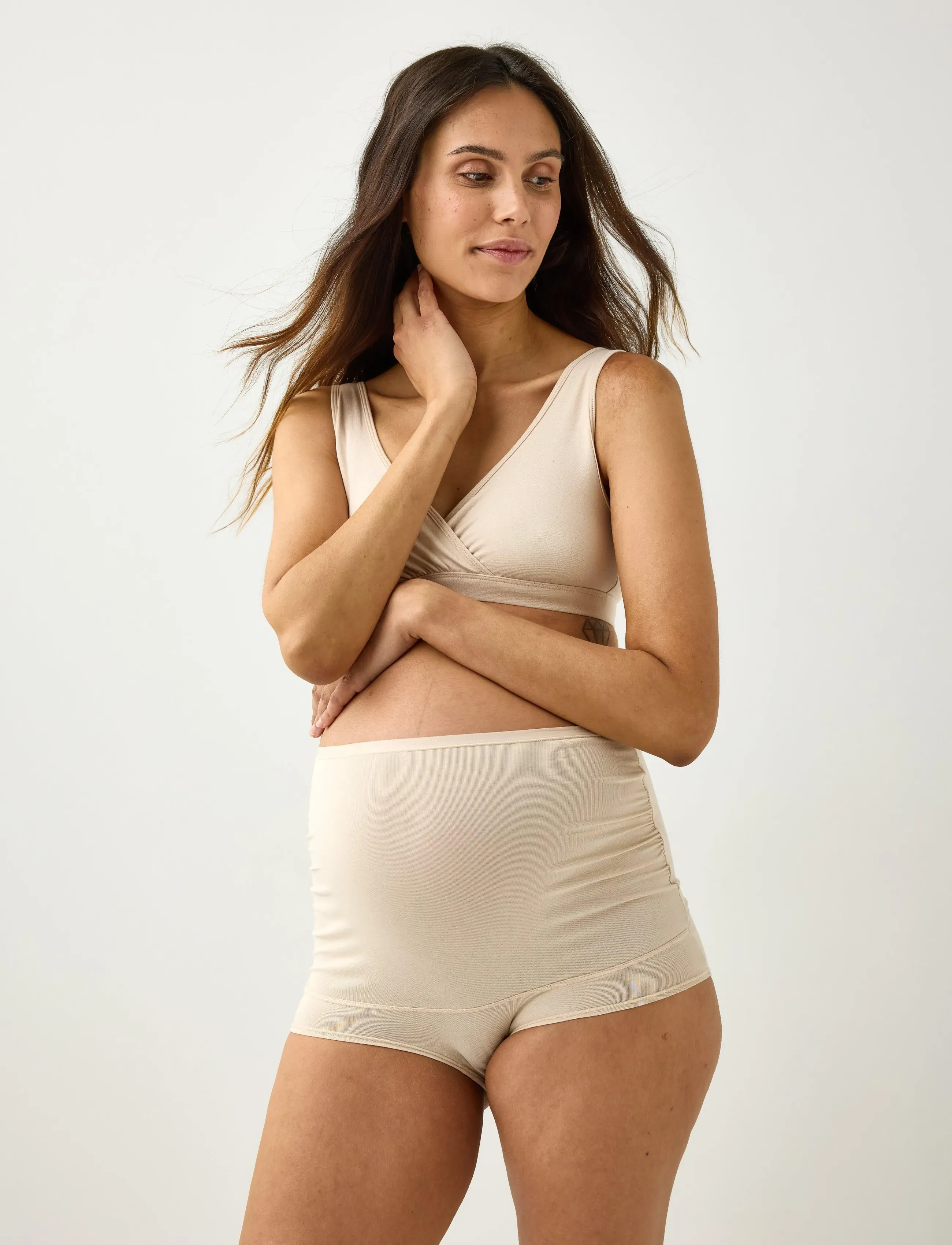 Lindex 2-pack nursing bra - Miękkie biustonosze - LIGHT BEIGE / black