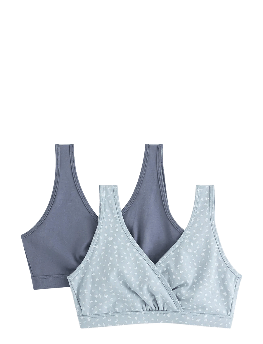 Lindex - 2-pack nursing bra - bügellose bhs - light dusty blue - 0