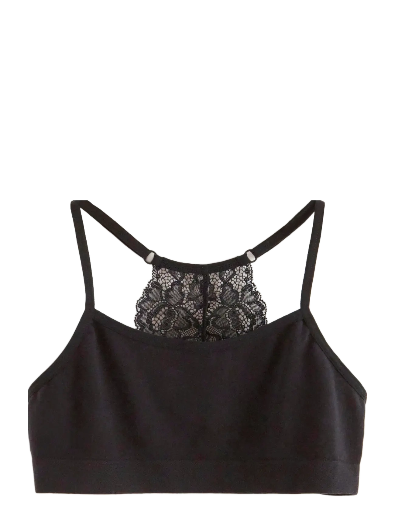 Lindex Short Seamless Top With Lace, 128, Underwear, Schwarz - Oberteile, Kinder