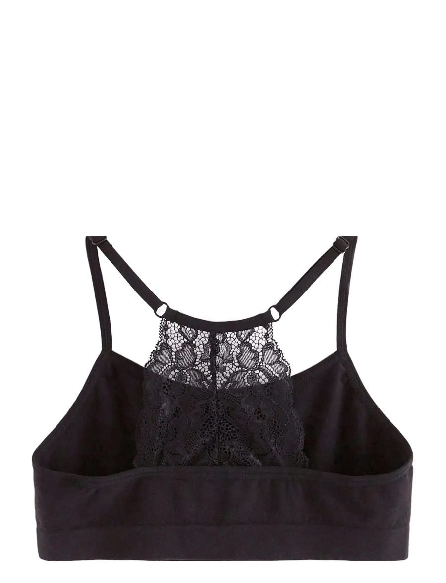 Lindex - Short seamless top with lace - oberteile - black - 1