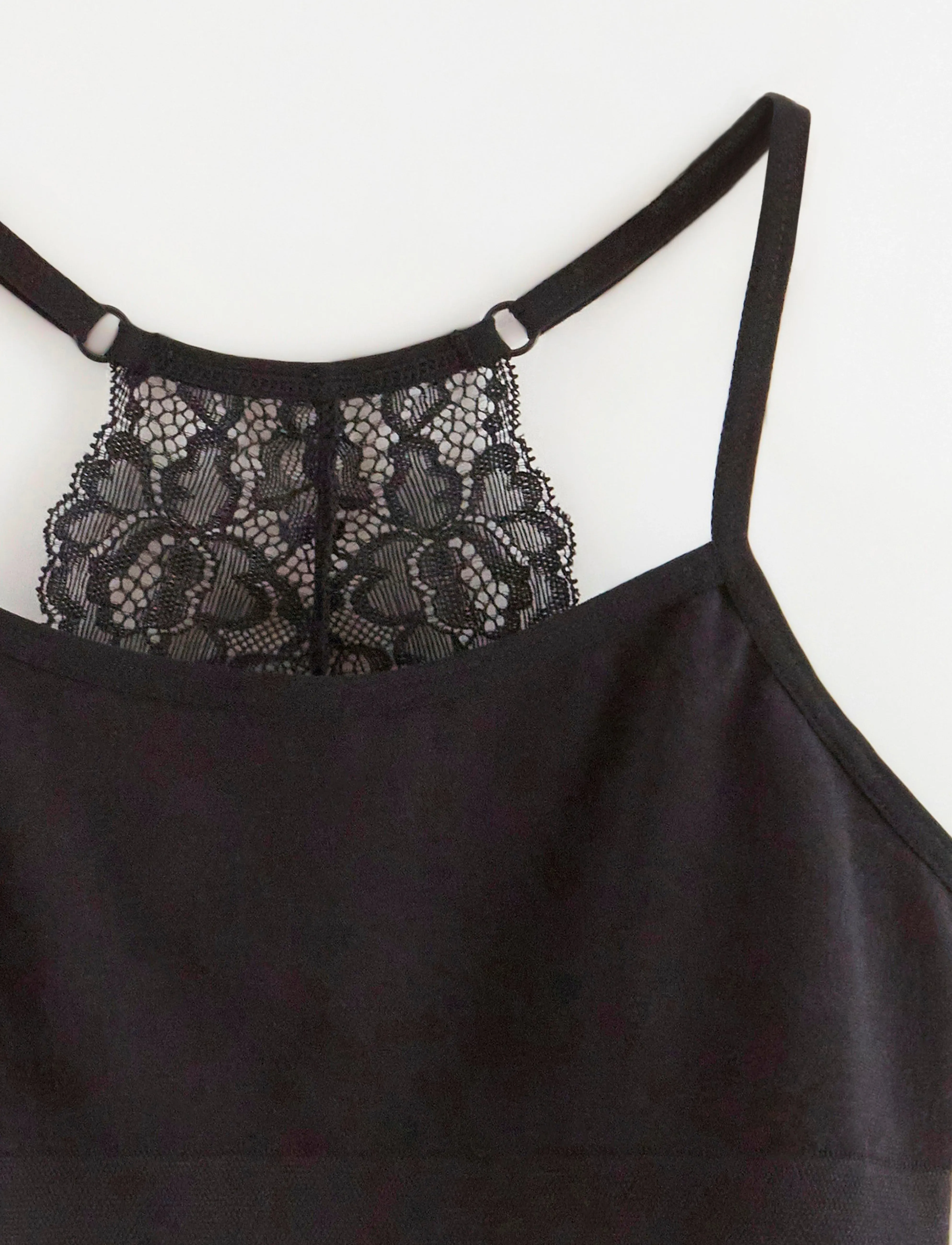 Lindex - Short seamless top with lace - toppar - black - 2