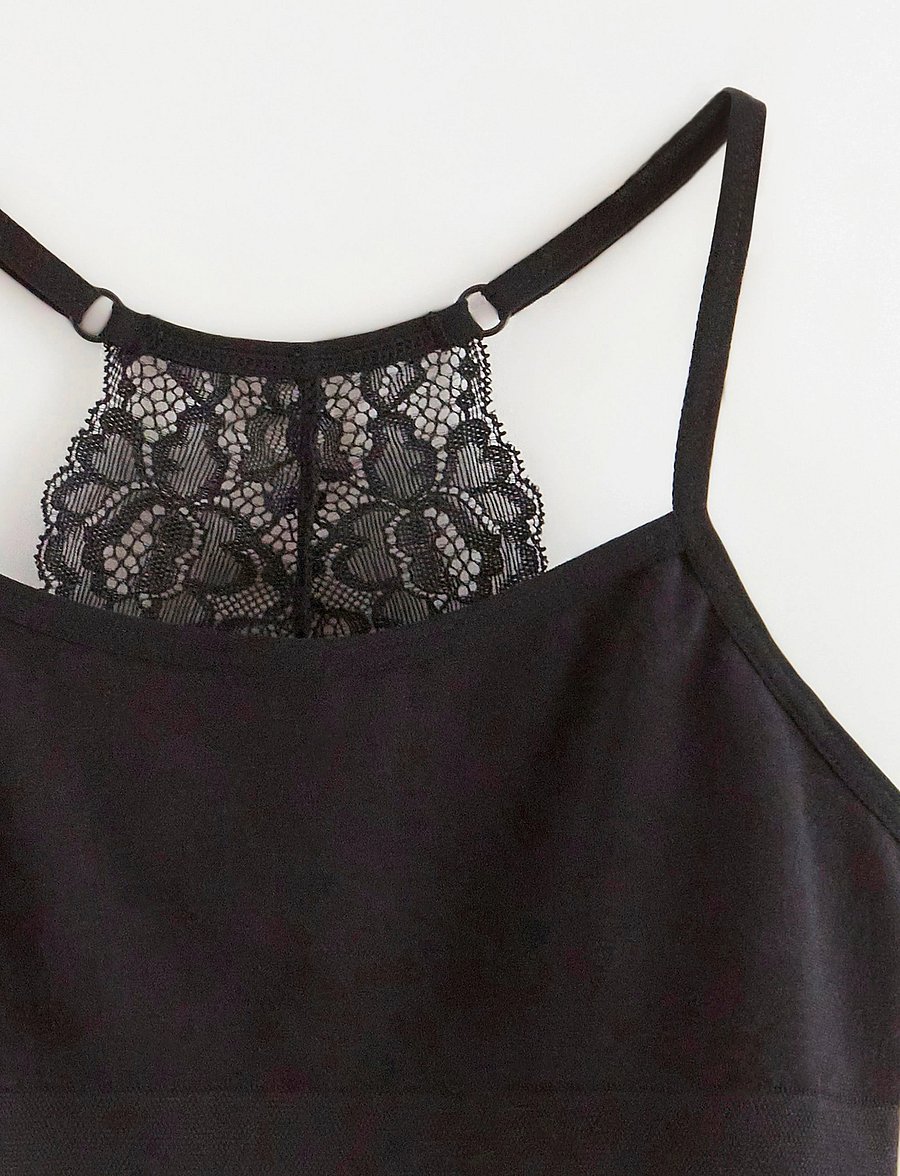 Lindex - Short seamless top with lace - oberteile - black - 2