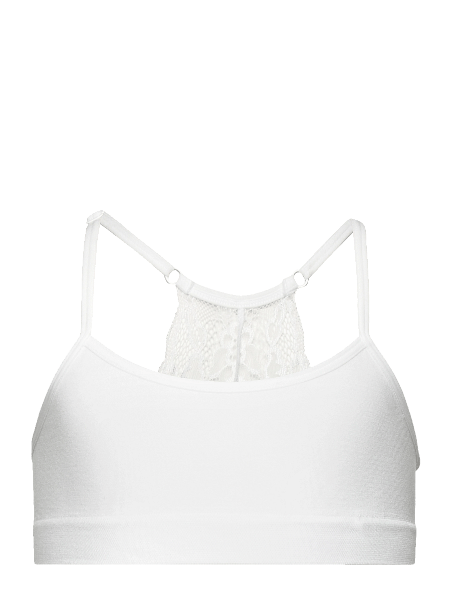 Lindex - Short seamless top with lace - oberteile - white - 0