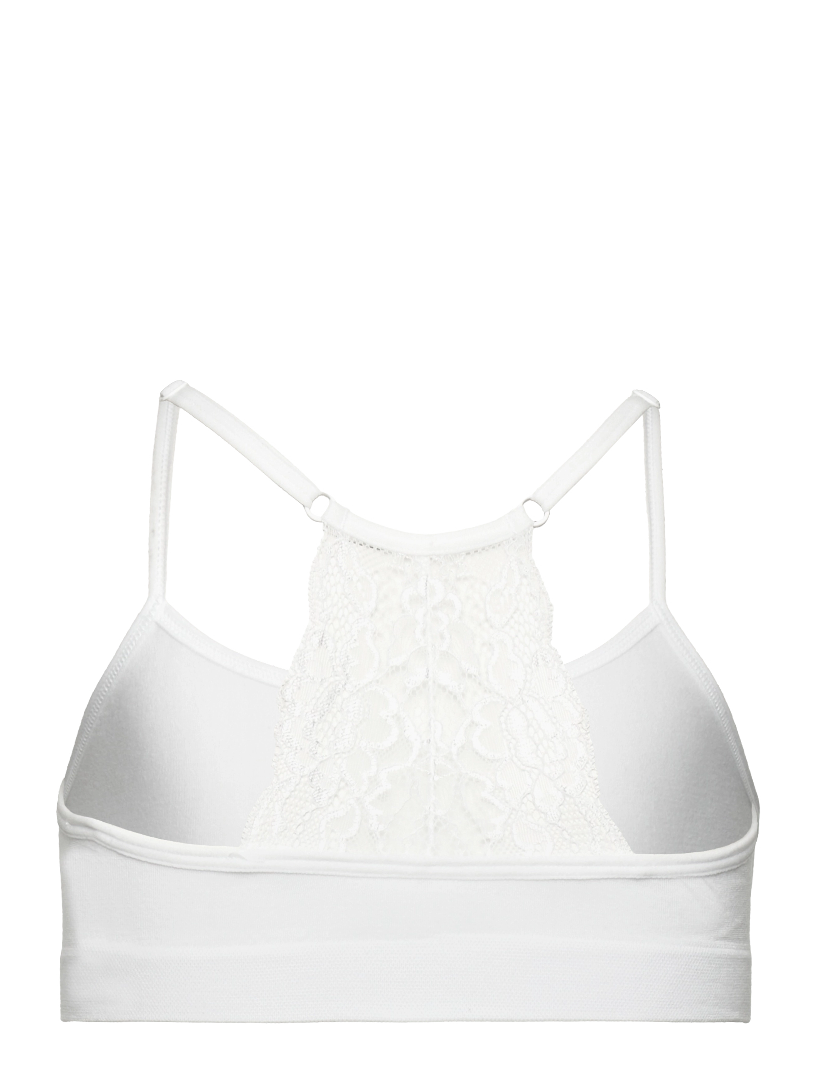 Lindex - Short seamless top with lace - tops - white - 1