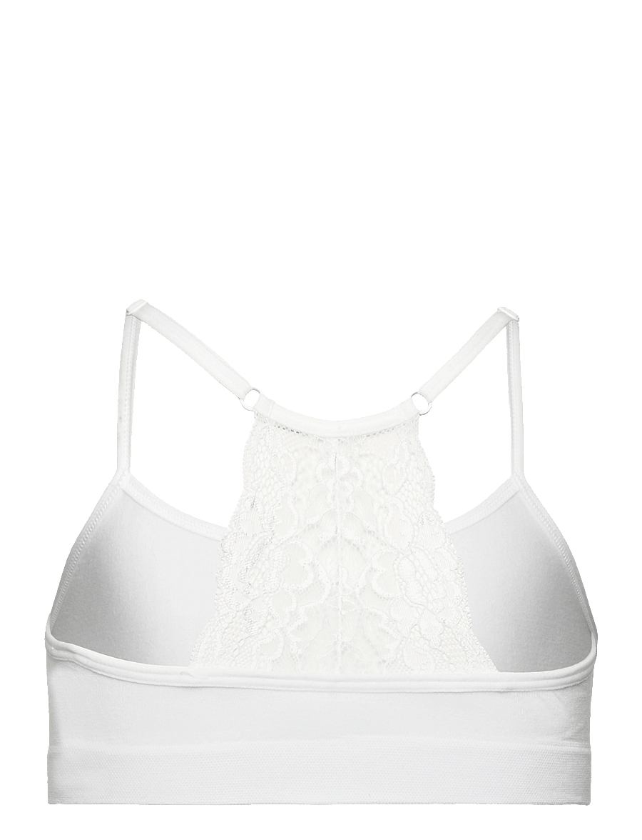 Lindex - Short seamless top with lace - oberteile - white - 1