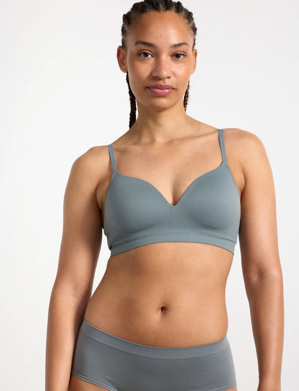 Lindex - Bra Flora seamless - bh'er uden bøjle - dark dusty green - 0