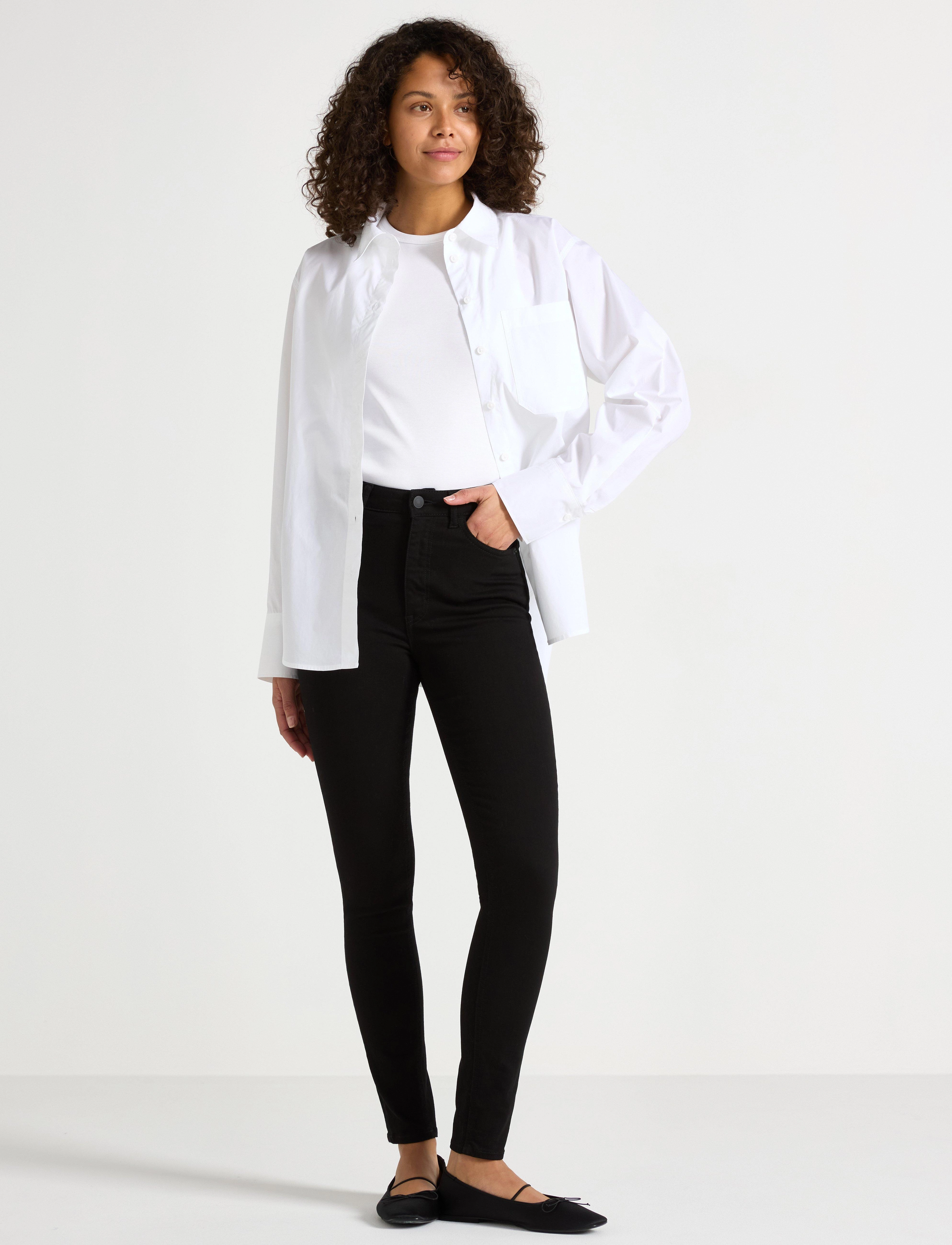 Lindex Trousers Denim Vera Stay Black, Kvinder, Højtaljede Skinny Jeans, Sort, Str: 52