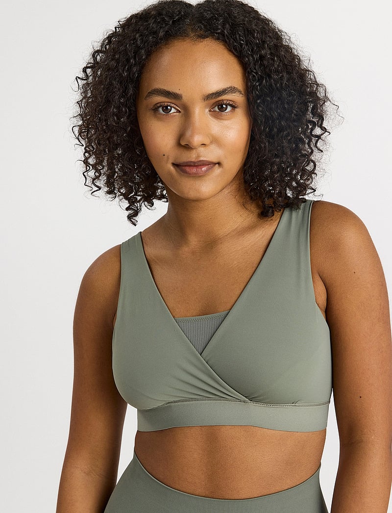 Lindex - Sport Bra Naima Nursing wrap - treenivaatteet - dark green - 3